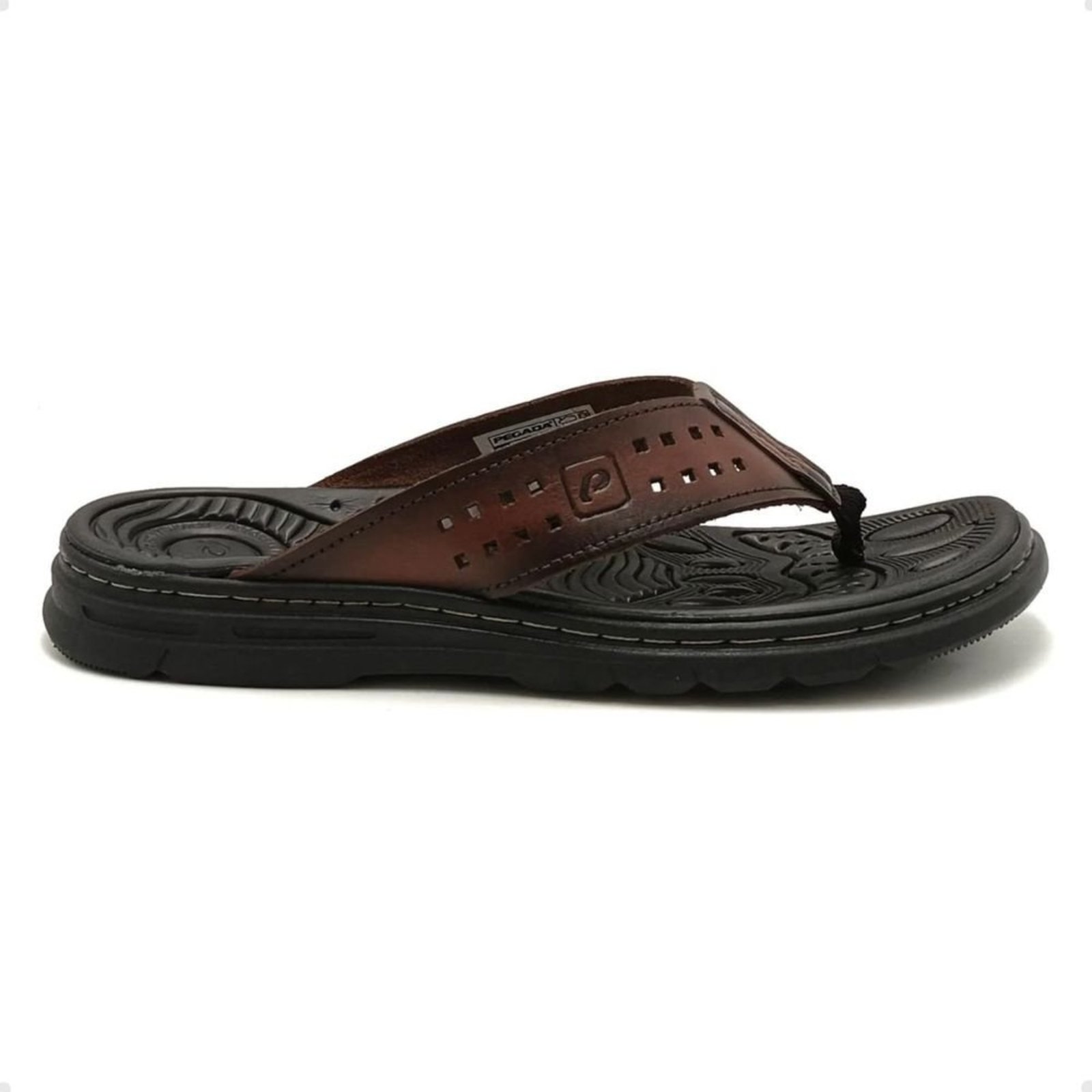 Chinelo Masculino Dedo Em Couro Pegada Pinhão