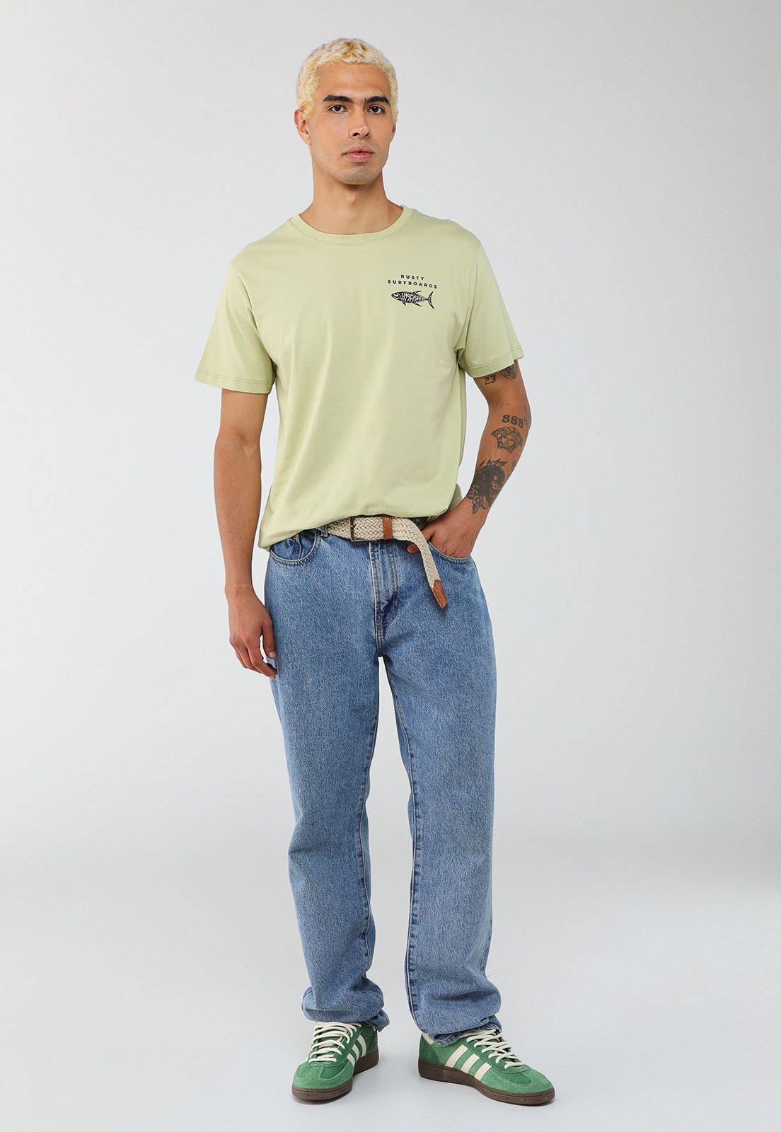 Vista 3 Camiseta Masculina Rusty Silk 419Fish Claro verde Rusty verde