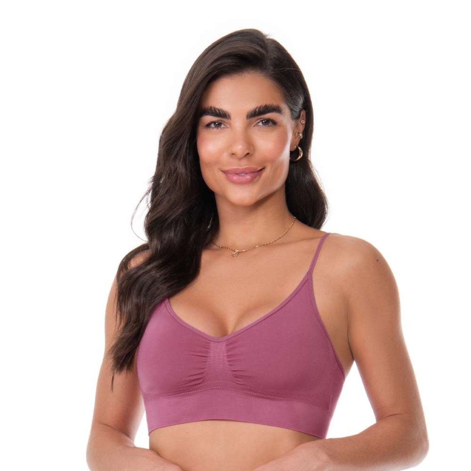 Sutiã Top Alça Fina Regulável com Bojo Removível sem Costura Dusty Pink Zee Rucci