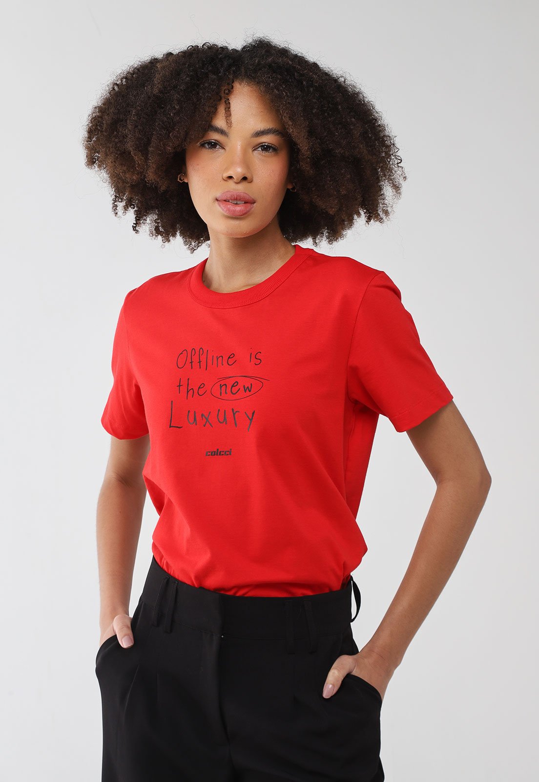 Camiseta Colcci Estampa Lettering Vermelha