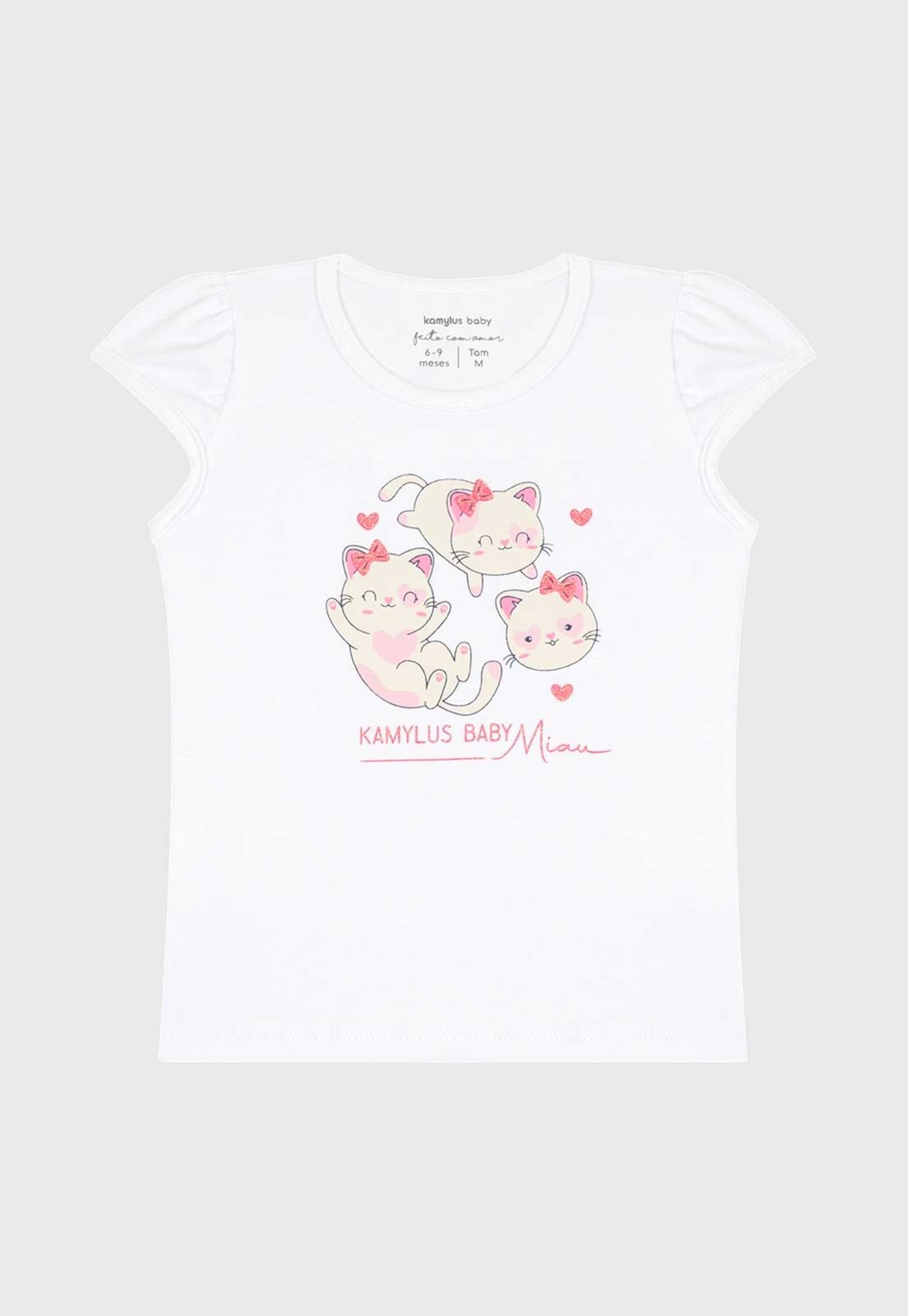 Vista 3 Conjunto 2pçs Manga Curta Kamylus Blusa E Shorts branco Kamylus branco
