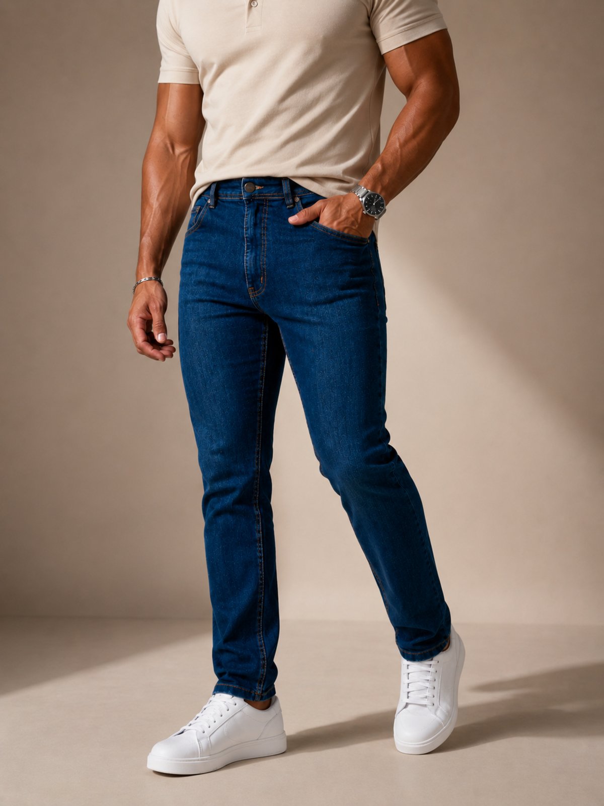 Calça Jeans Masculina Purple Jeans Slim Fit Premium Stretch Conforto e Elegância Azul Escuro