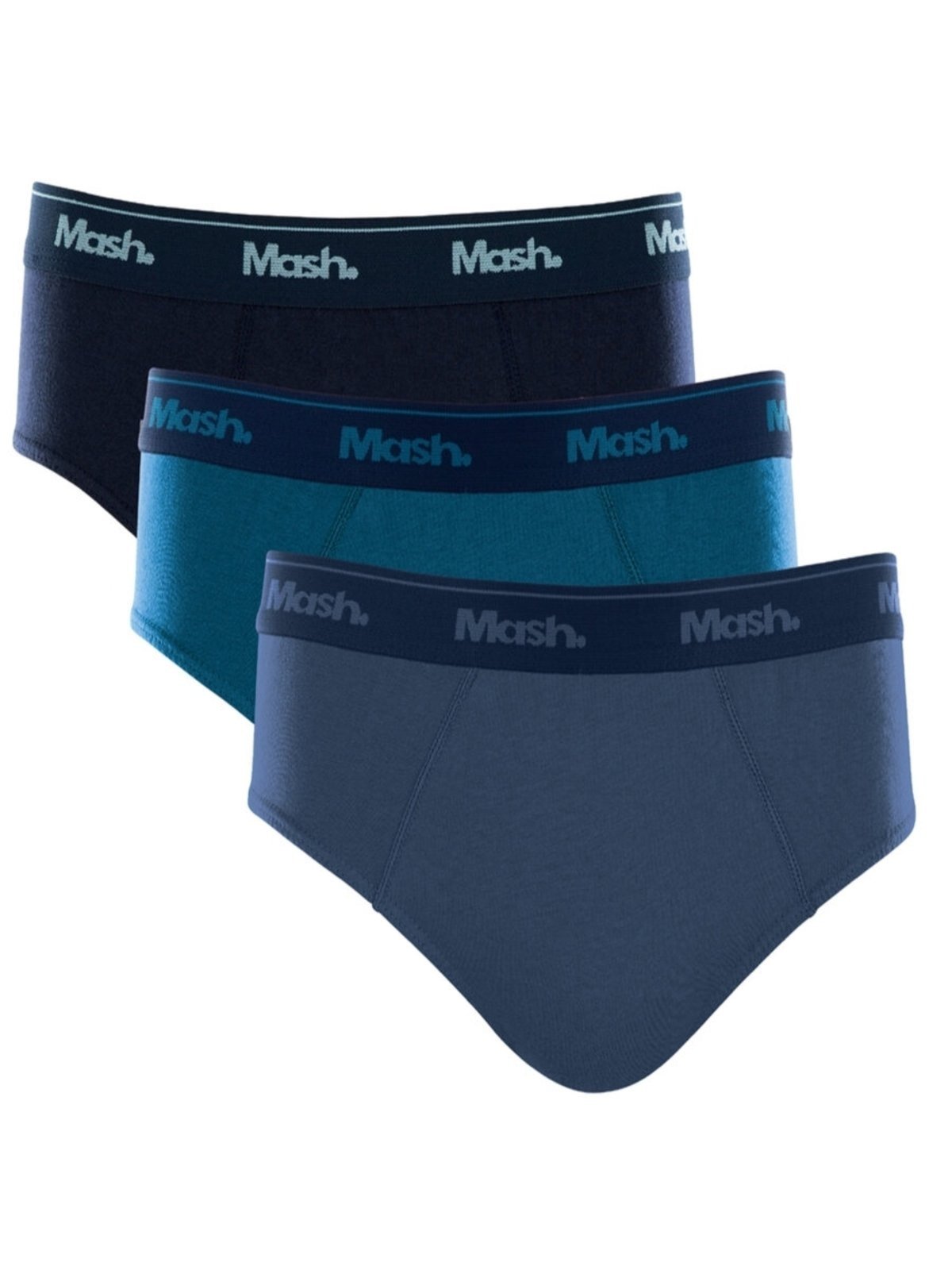 Kit com 3 Cuecas Slip Mash 010.04 Azul