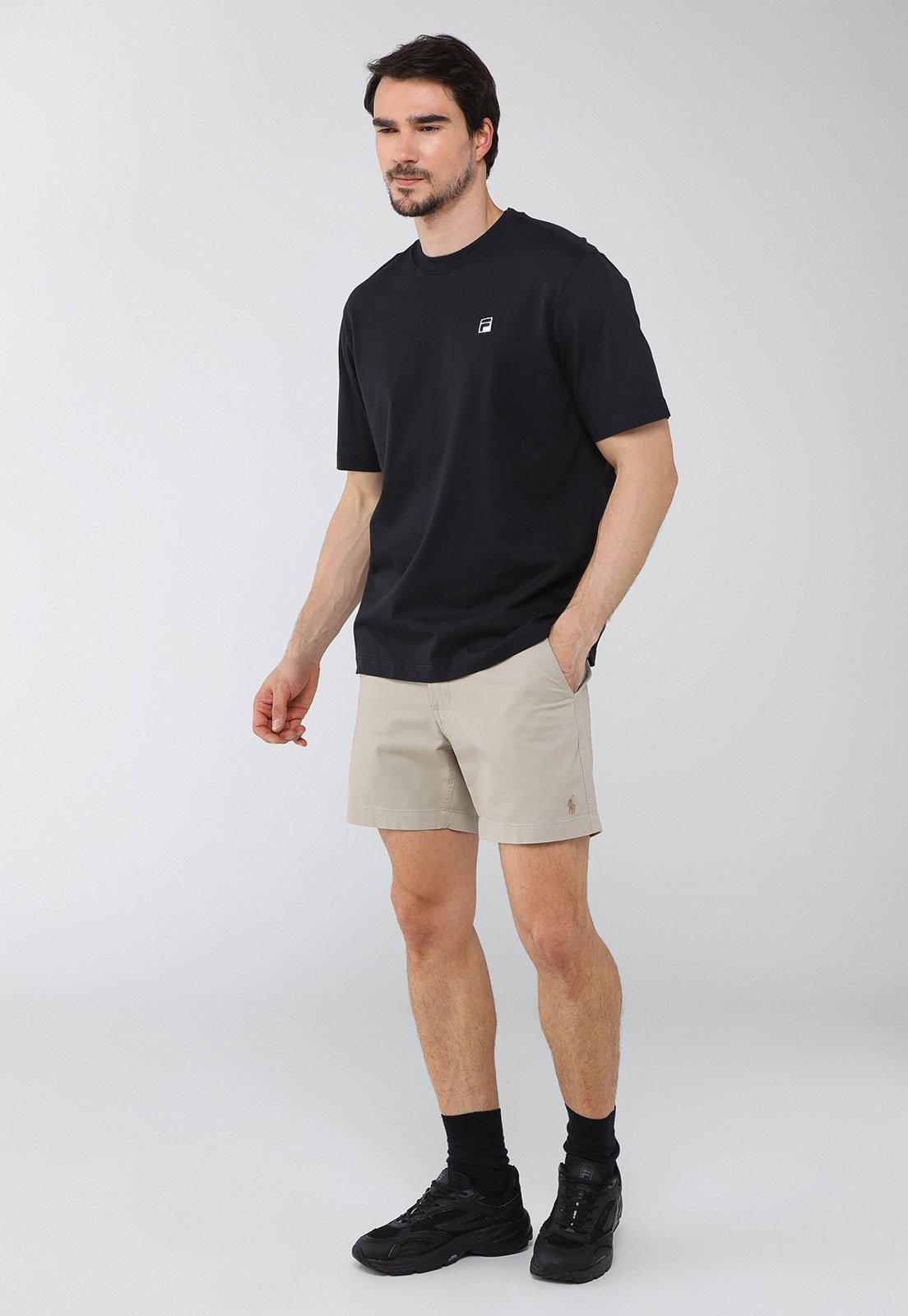 Vista 3 Camiseta Masculina Fila Comfort Italia Drawi Preta preto Fila preto
