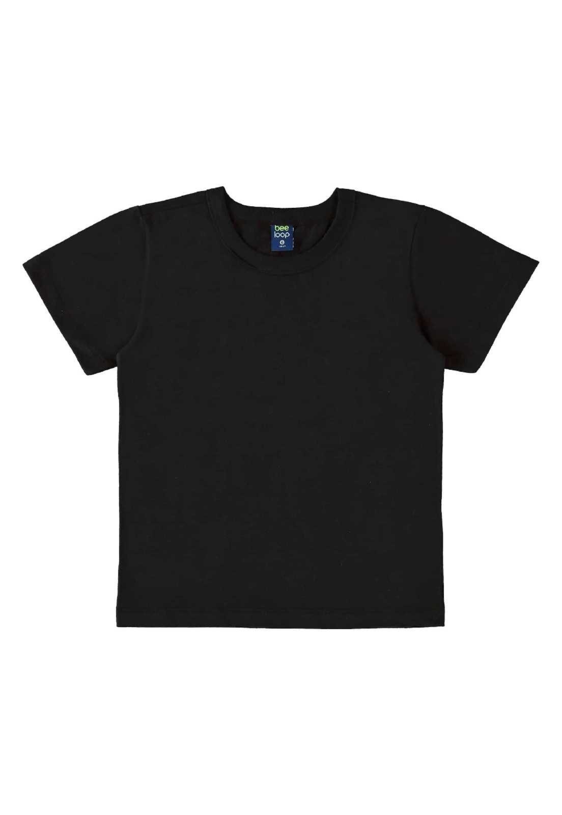 Infantil - Camiseta Básica em Meia Malha para Menino Bee Loop Preto
