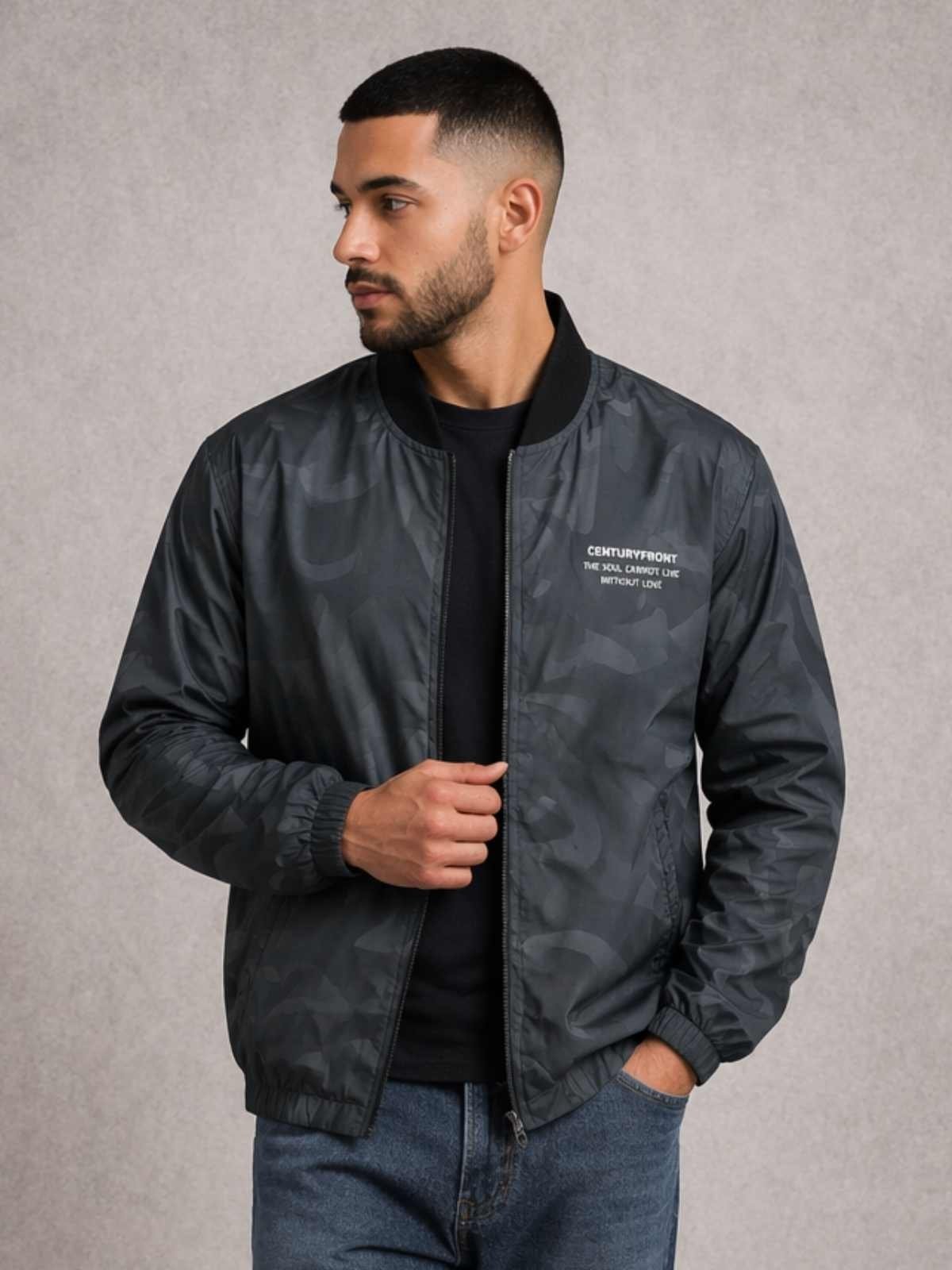 Jaqueta Masculina Forrada Moda Gringa Conforto Estilo Versátil Cor Chumbo