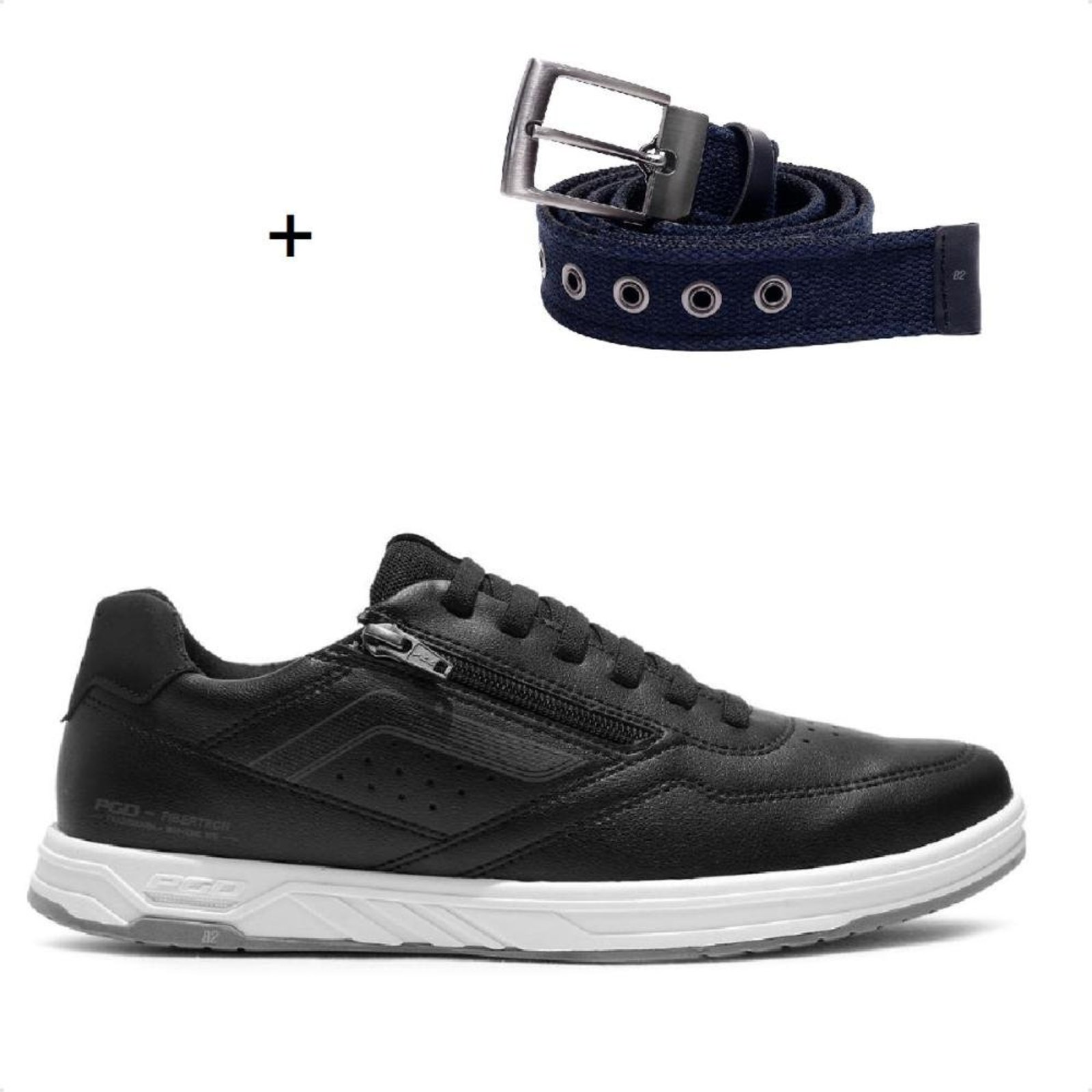 Sapatênis Pegada Oliver Masculino + Cinto Dupla Face Fivela Preto