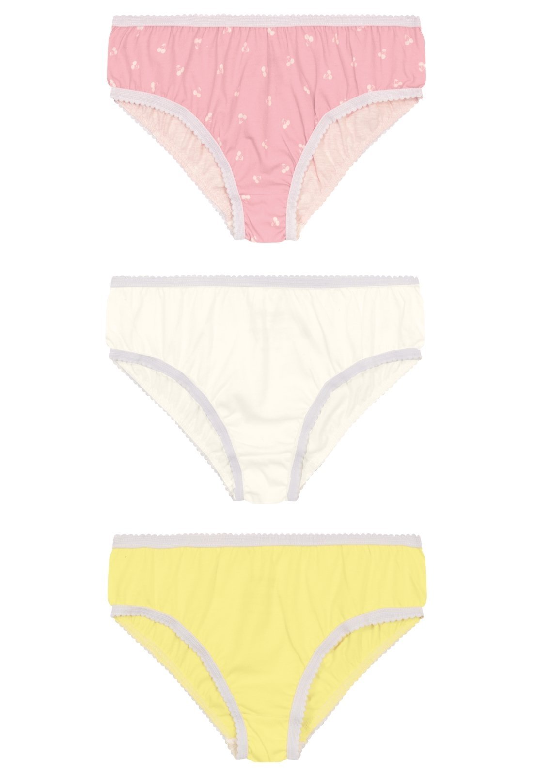 Kit 3 calcinhas menina em cotton Brandili Rosa