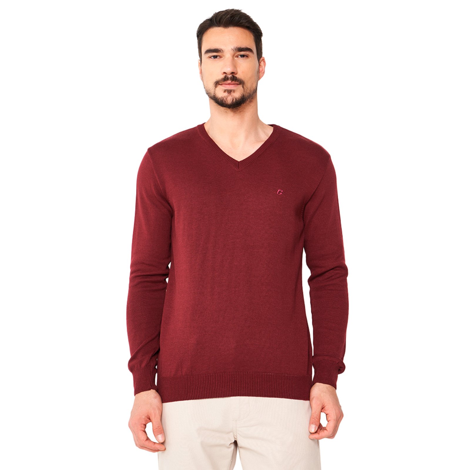 Vista 2 Suéter Tricô Colcci Slim Ou24 Masculino bege Colcci bege
