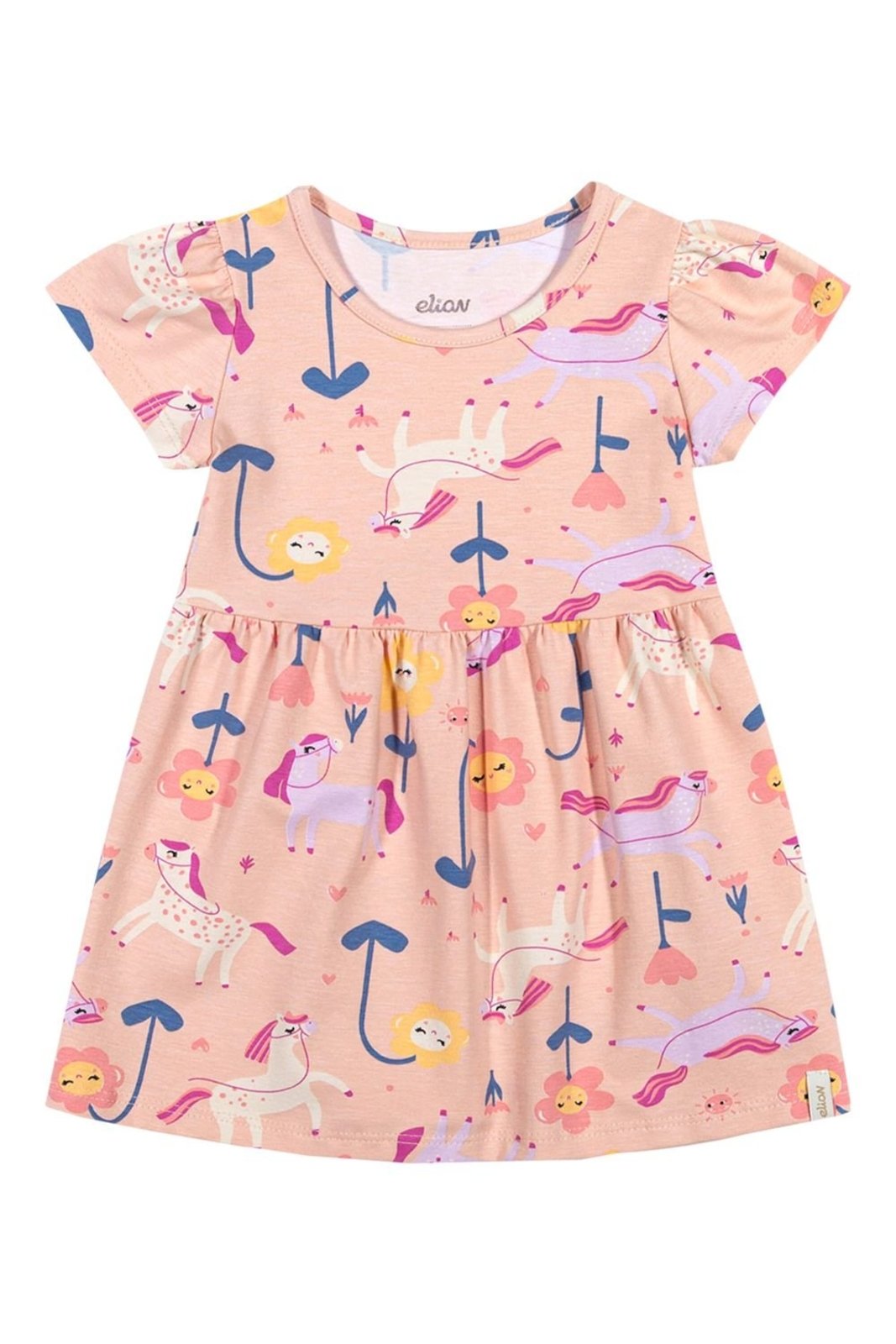 Infantil - Vestido Menina Cotton Pôneis Elian Rosa