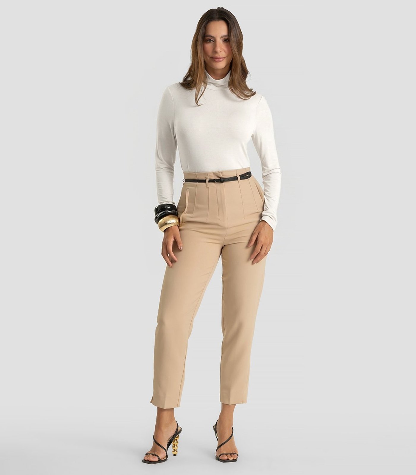 Blusa Feminina Manga Longa Visco Premiere Dianna Bege