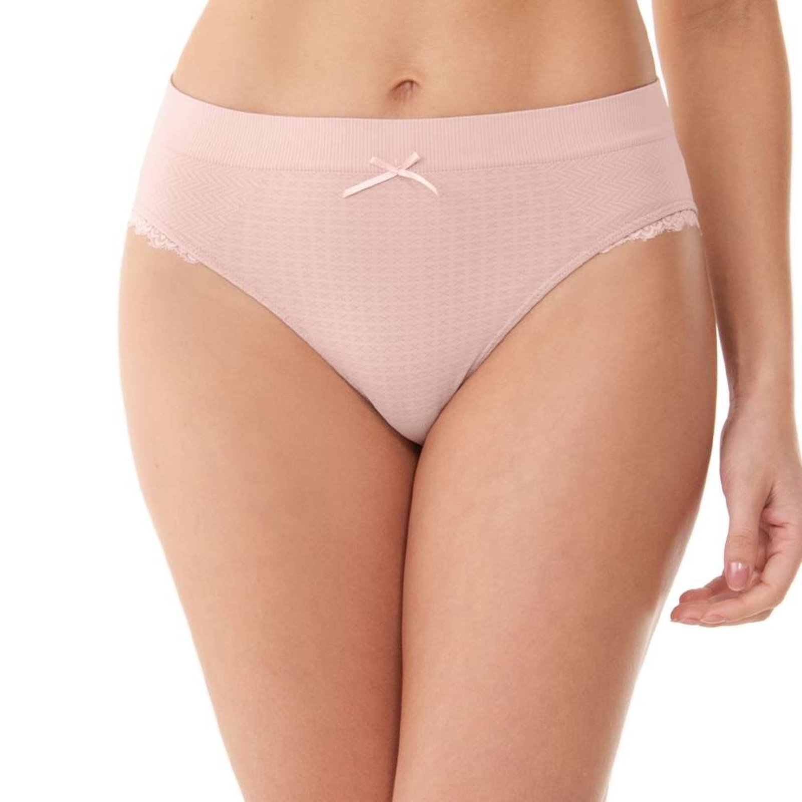 Calcinha Anatômica Jacquard Blush Com Renda Lateral Sem Costura