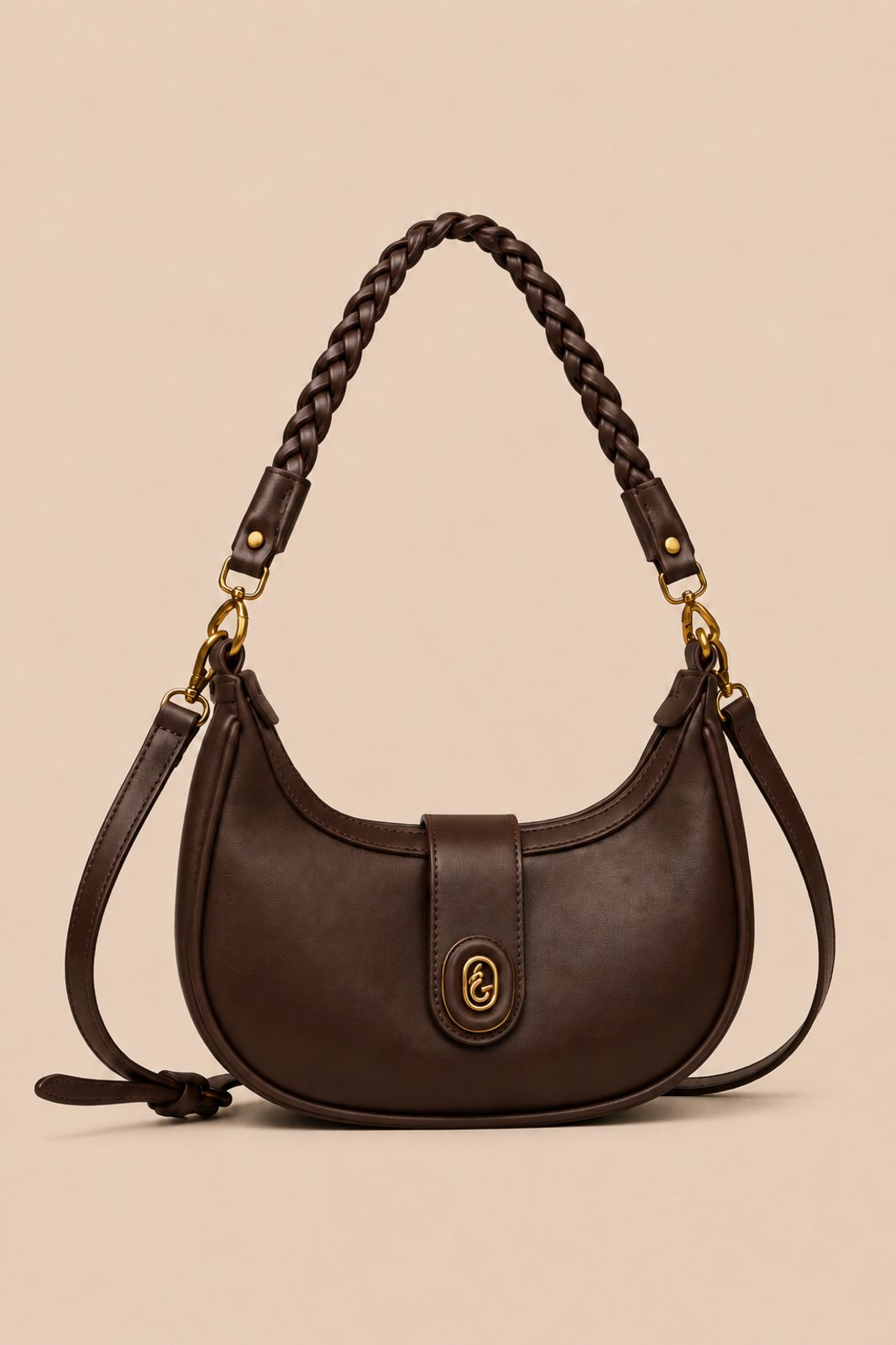 Bolsa Média Transversal D Bell Outlet Fashion Trançada Café