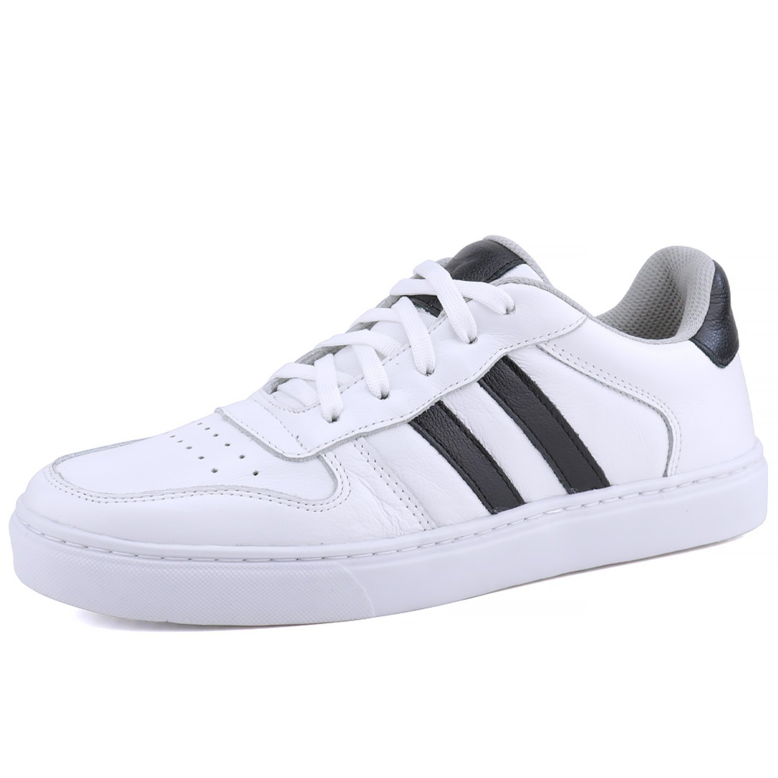 Tênis Casual Mr. Gutt Couro Branco com Preto
