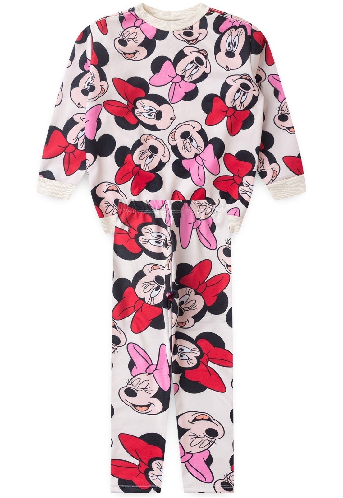 Infantil - Conjunto Disney Minnie Casaco Moletom Oversized e Legging Peluciado