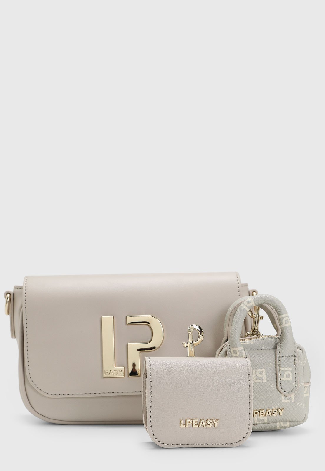 Kit Bolsa e Mini Bags Feminino Lança Perfume Off-White
