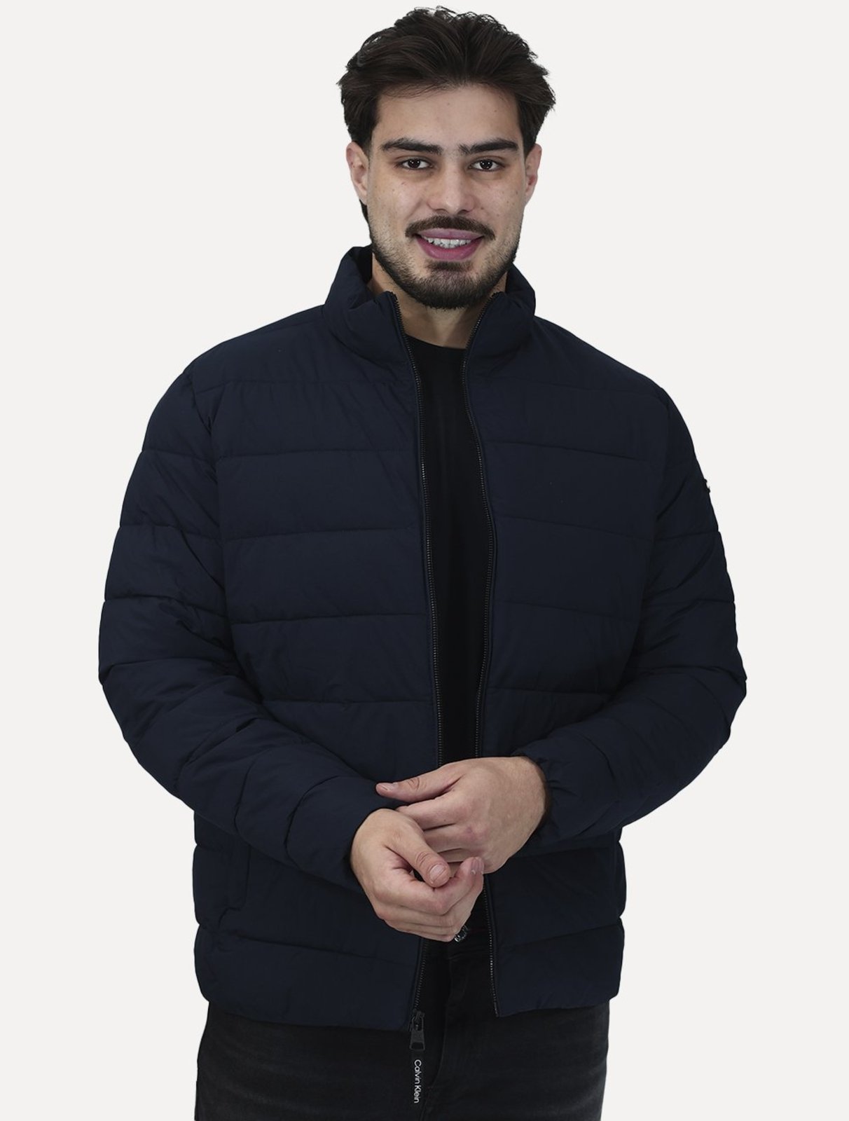 Jaqueta Calvin Klein Masculina Matelassê Full-Zip Azul Marinho
