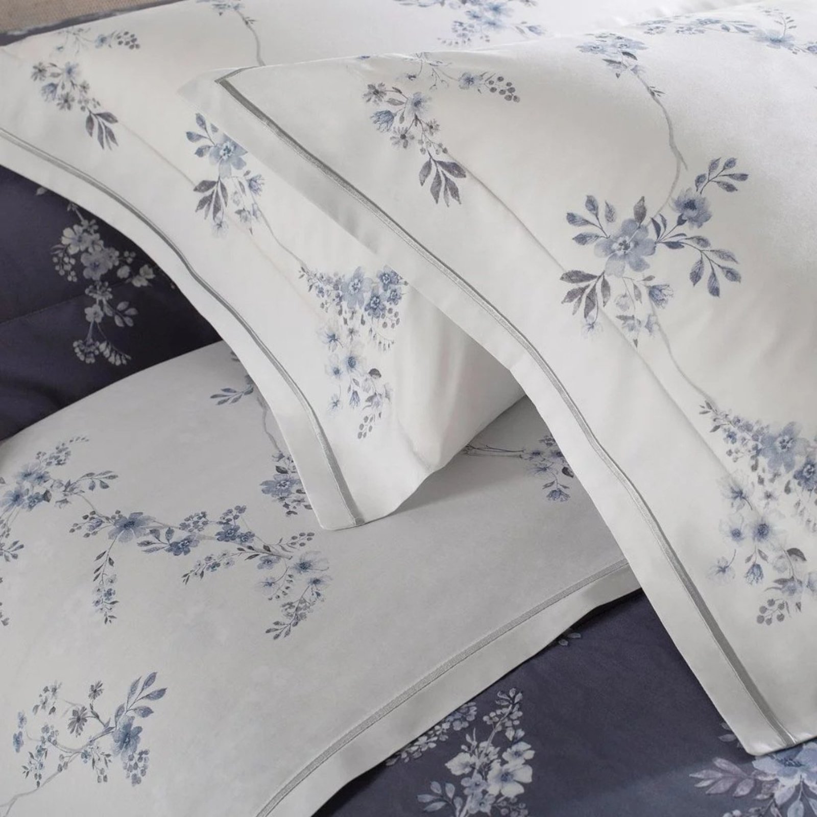 Jogo Cama King 200 Fios Buddemeyer Louise Azul