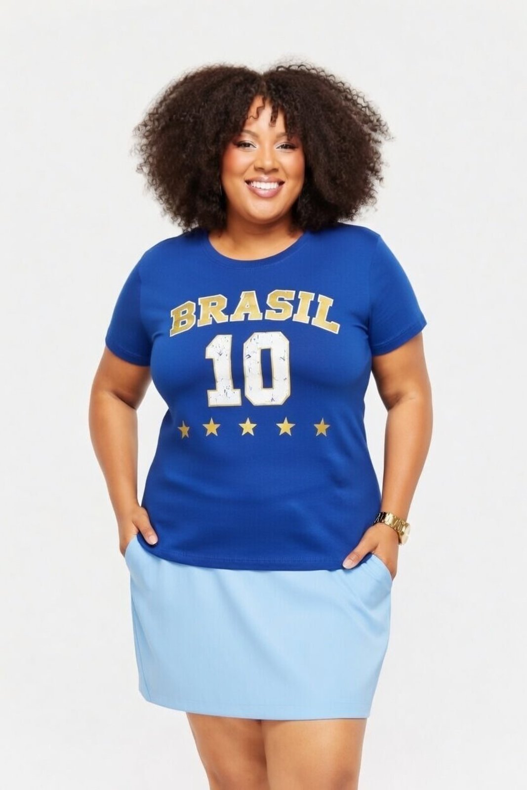 Camisa Plus Size D Bell Outlet Fashion Brasil Azul