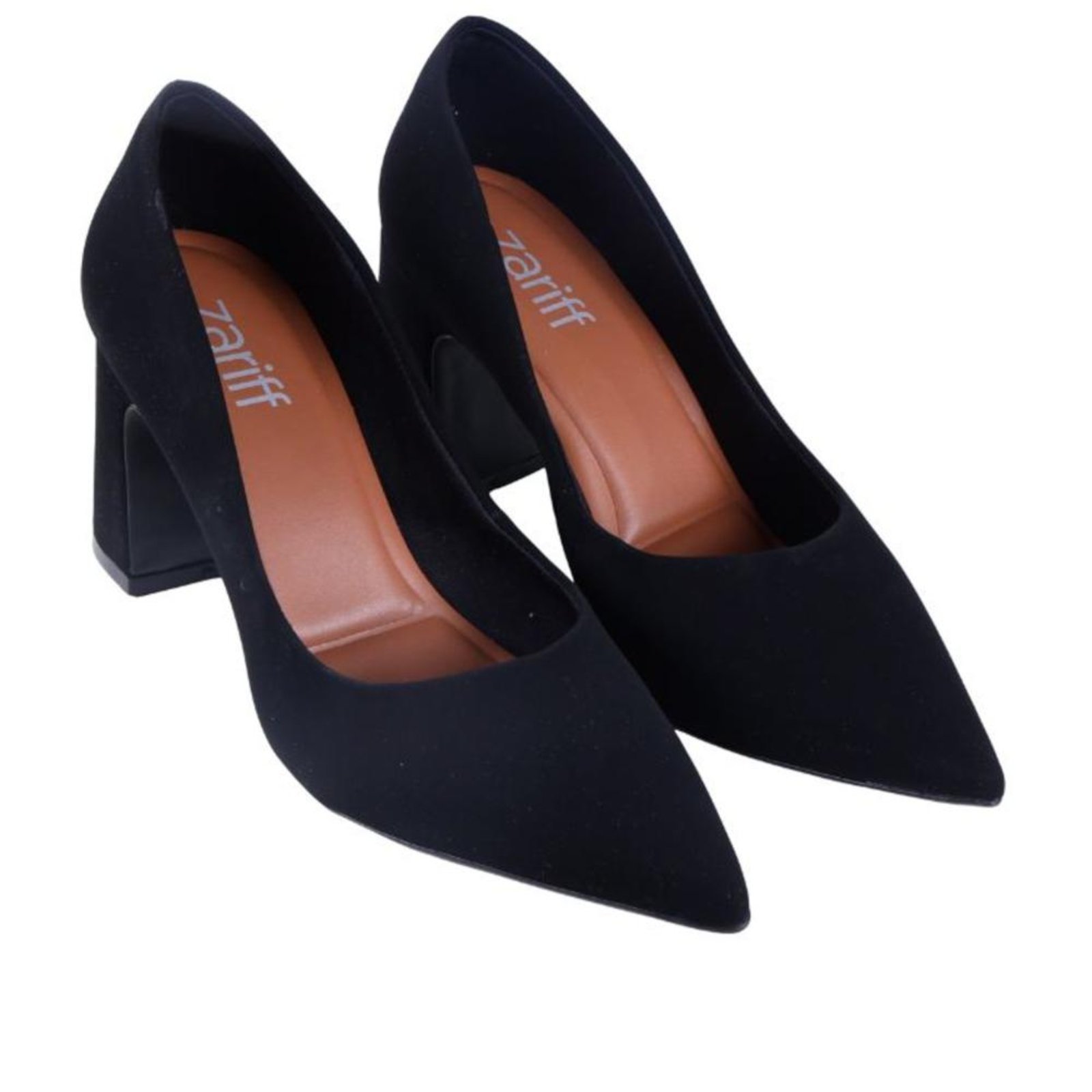 Vista 3 Scarpin Feminino Zariff 7021-230 Preto Nobuck incolor Zariff incolor