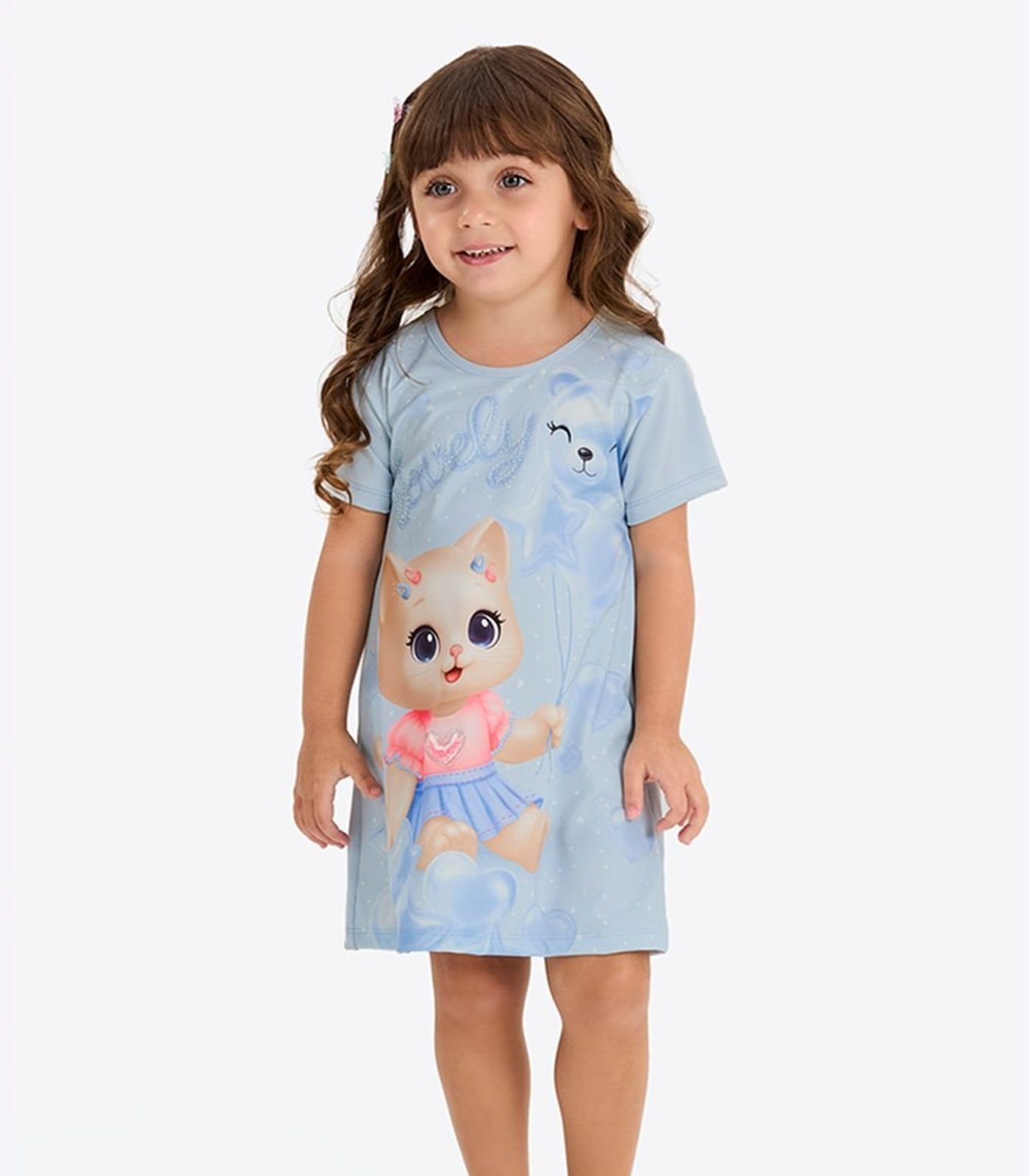 Infantil - Vestido Verão Menina Curto Rovi Azul