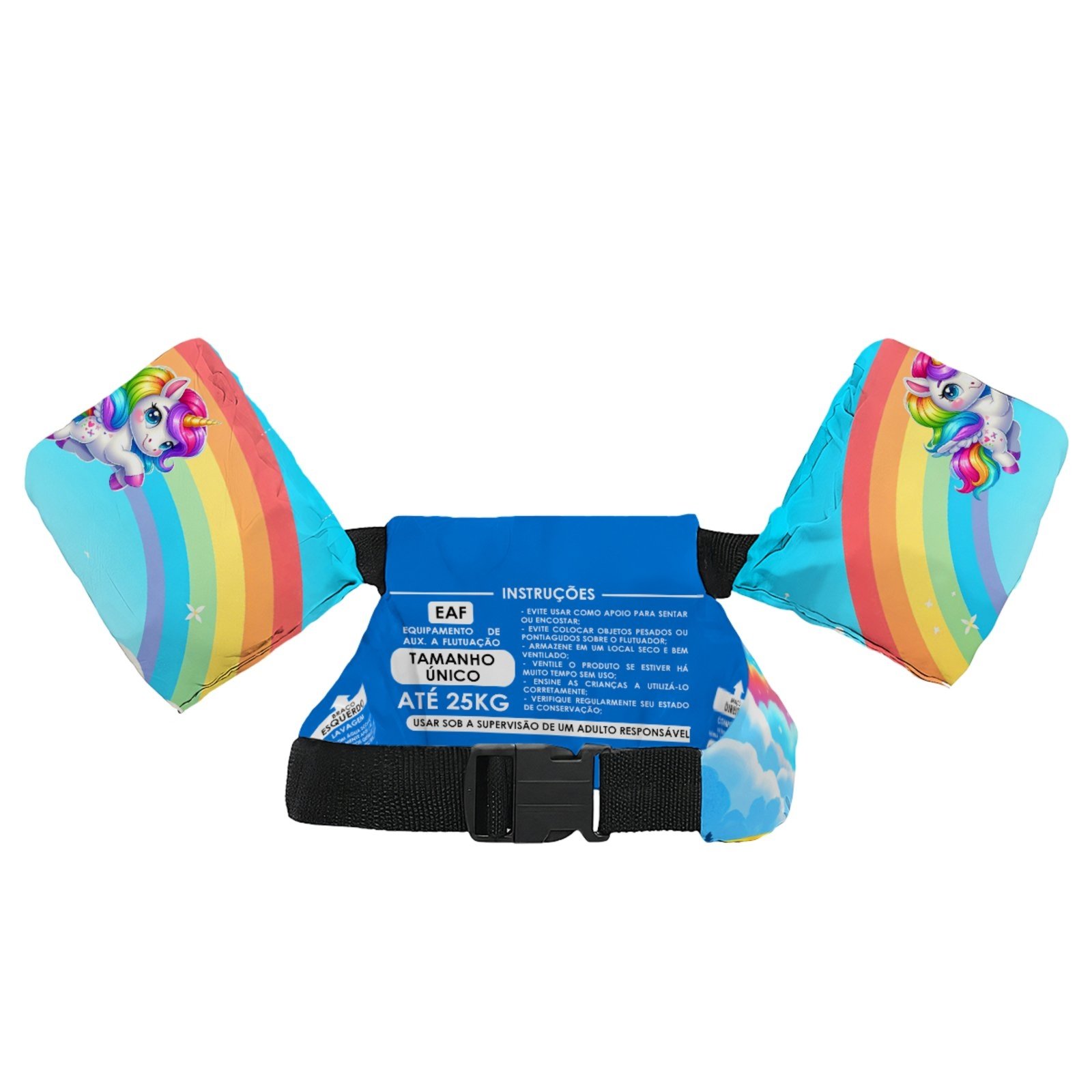 Vista 3 Colete Salva-Vidas Boia s Piscina Praia Estampa Unicórnio Arco-íris Benellys multicolorido Benellys multicolorido