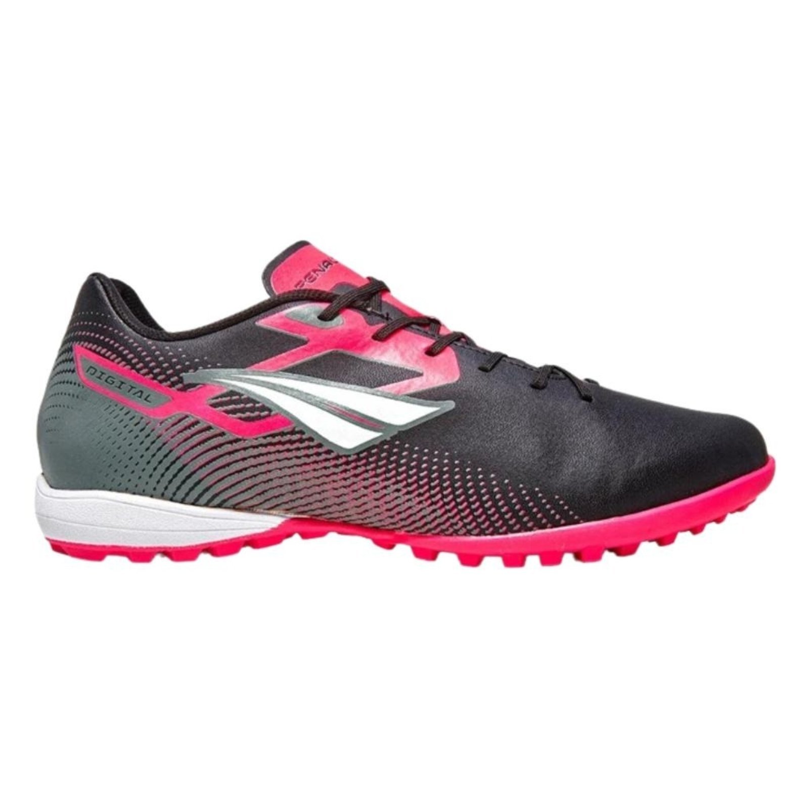 Vista 2 Chuteira Penalty Society Digital Y-1 Preto-branco-pink preto pink Penalty preto pink