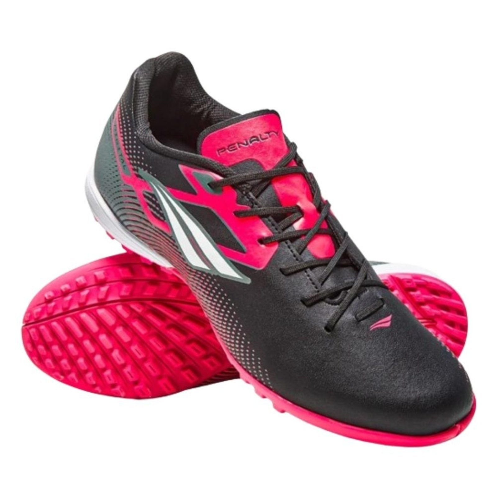 Vista 3 Chuteira Penalty Society Digital Y-1 Preto-branco-pink preto pink Penalty preto pink