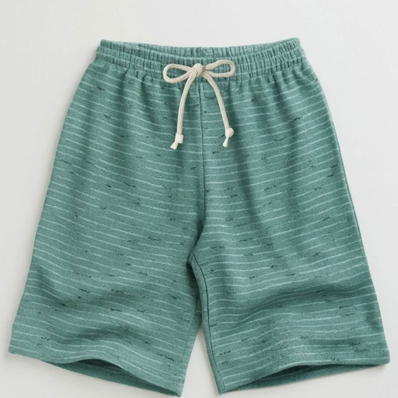 Infantil - Bermuda Moletinho Masculina Verde Rajado com Cardaço - Look