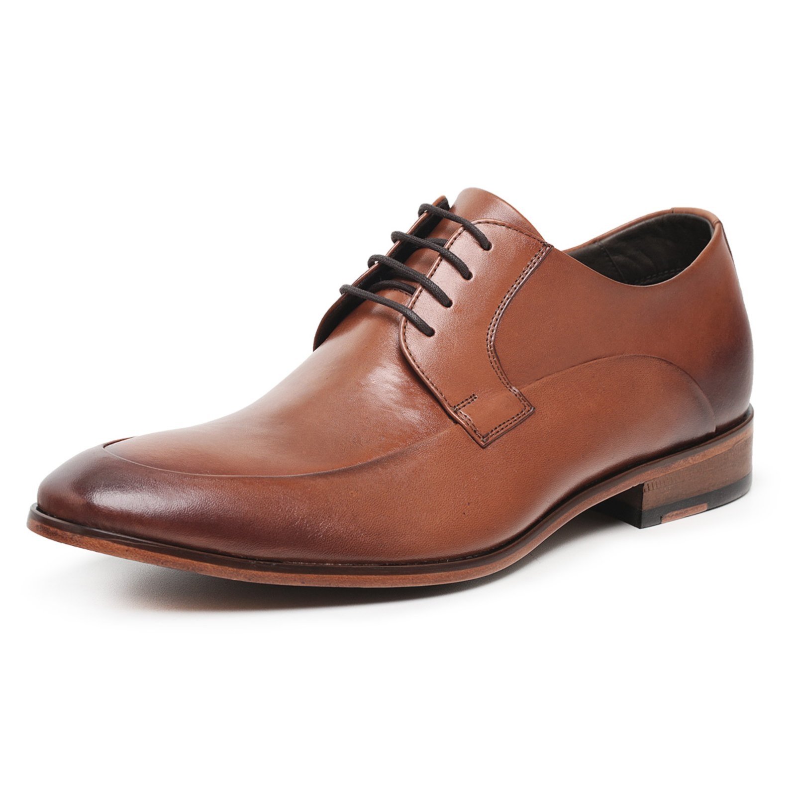 Sapato Social Masculino Derby em Couro Paulo Vieira cor Caramelo
