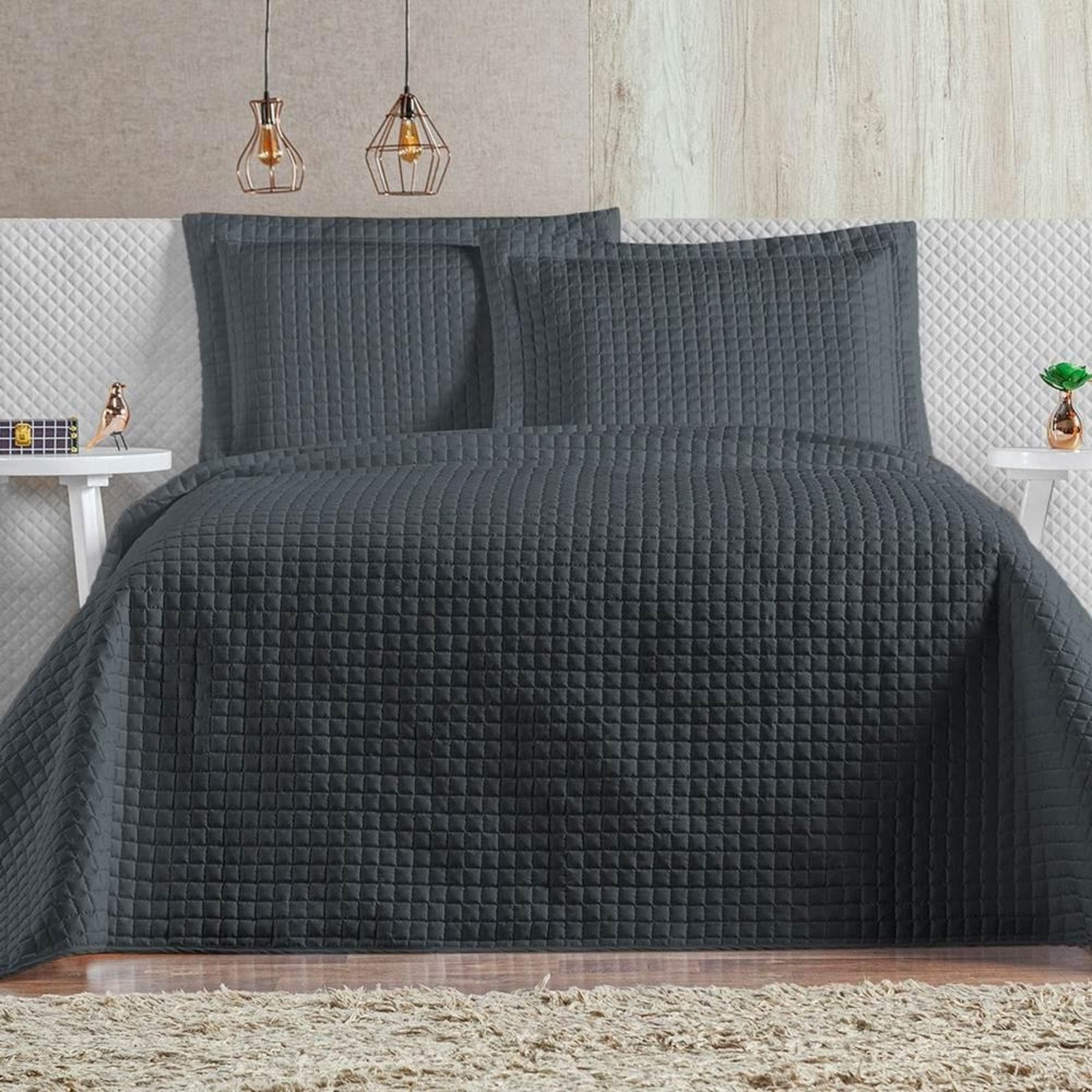 Cobre Leito Queen Plata Percal 200 Fios 3 Peças - Topazio - 100% Poliéster