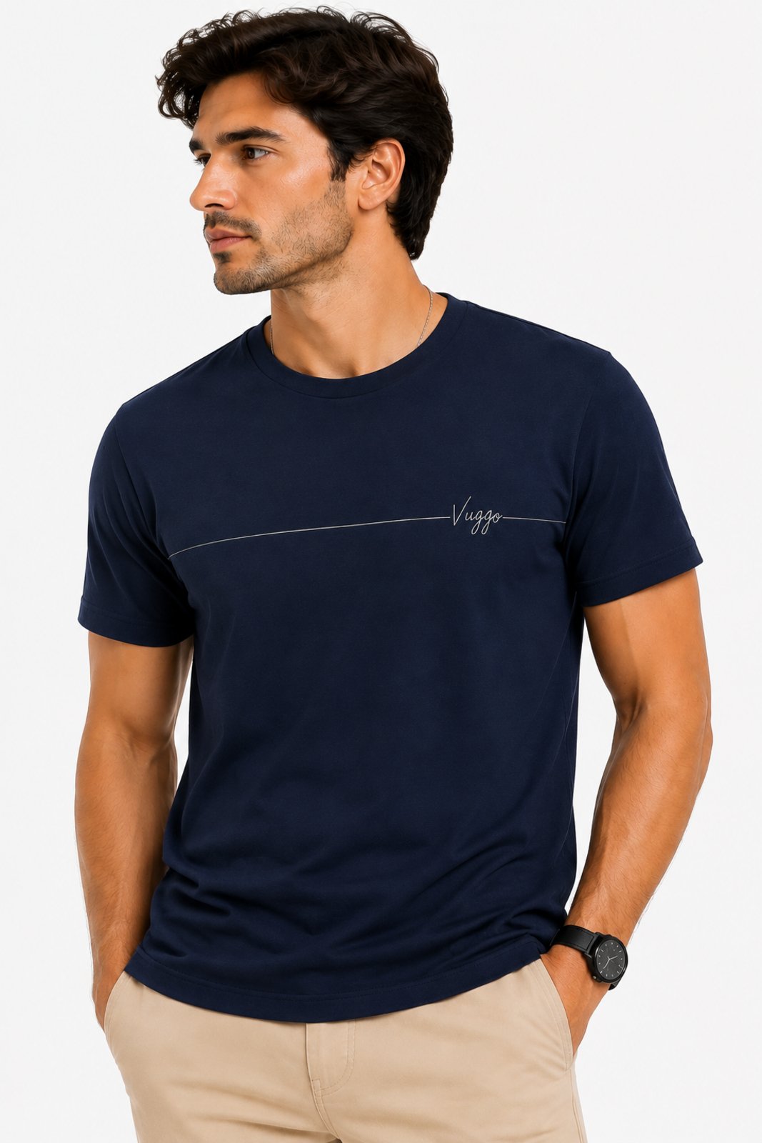 Camisa Masculina D Bell Outlet Fashion Algodão Basic Azul Marinho