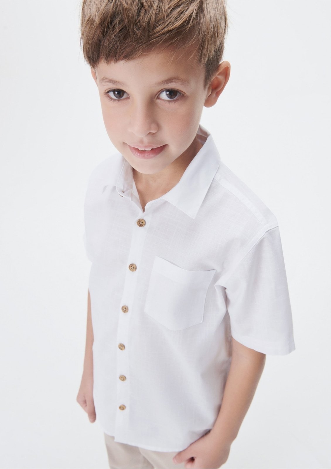 Vista 3 Infantil - Camisa Menino Manga Comfort Hering Kids branco Hering Kids branco