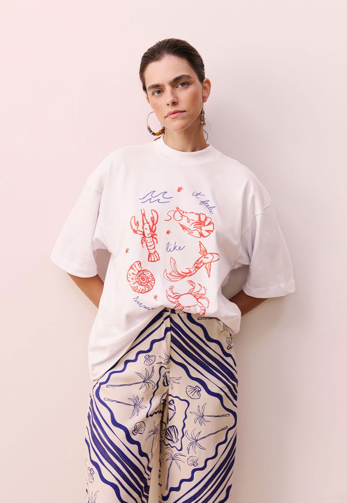 Camiseta CaCay Reta It Feels Like Summer Off-White