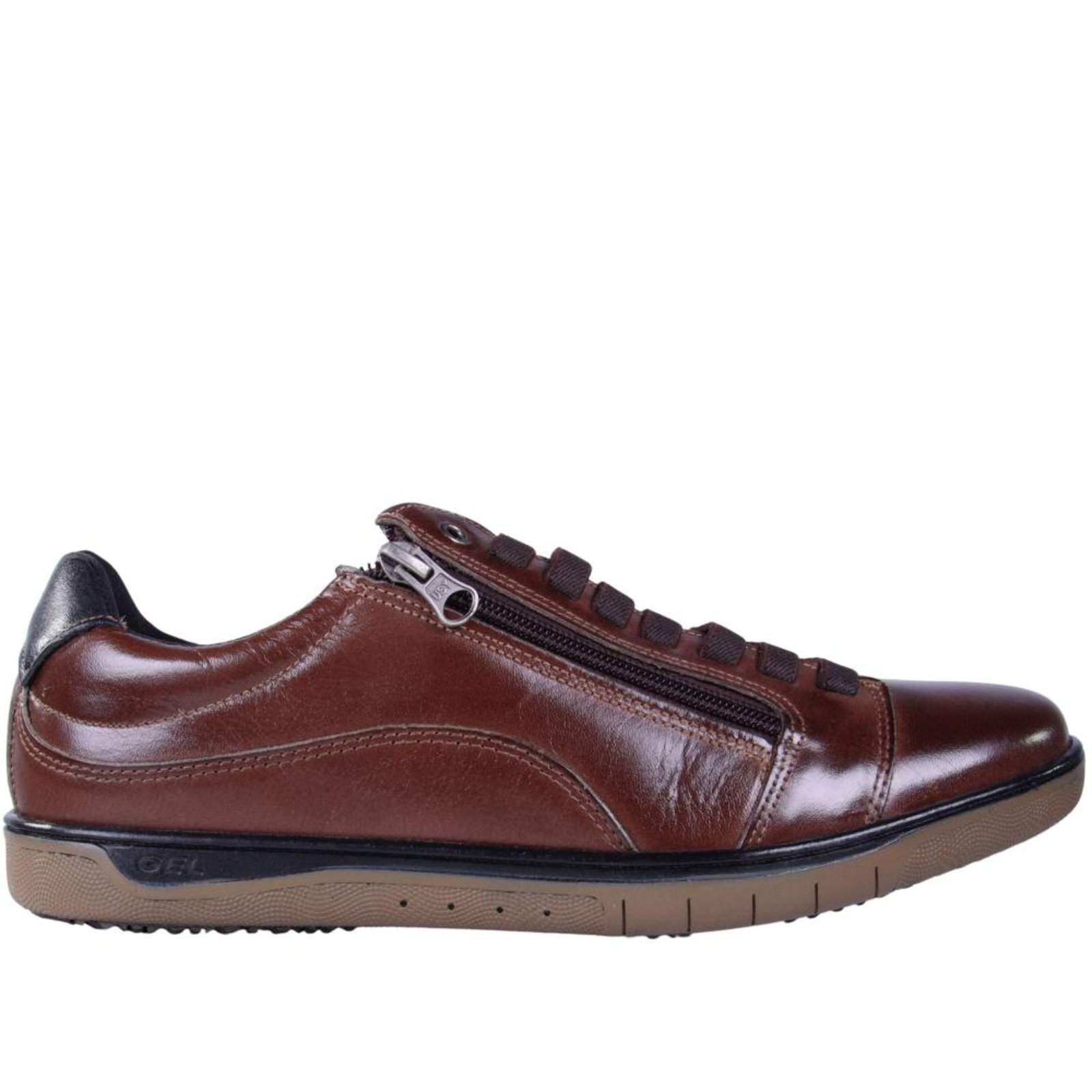Sapatênis Masculino Zariff com Zíper Lateral 0404 Marrom Escuro Incolor