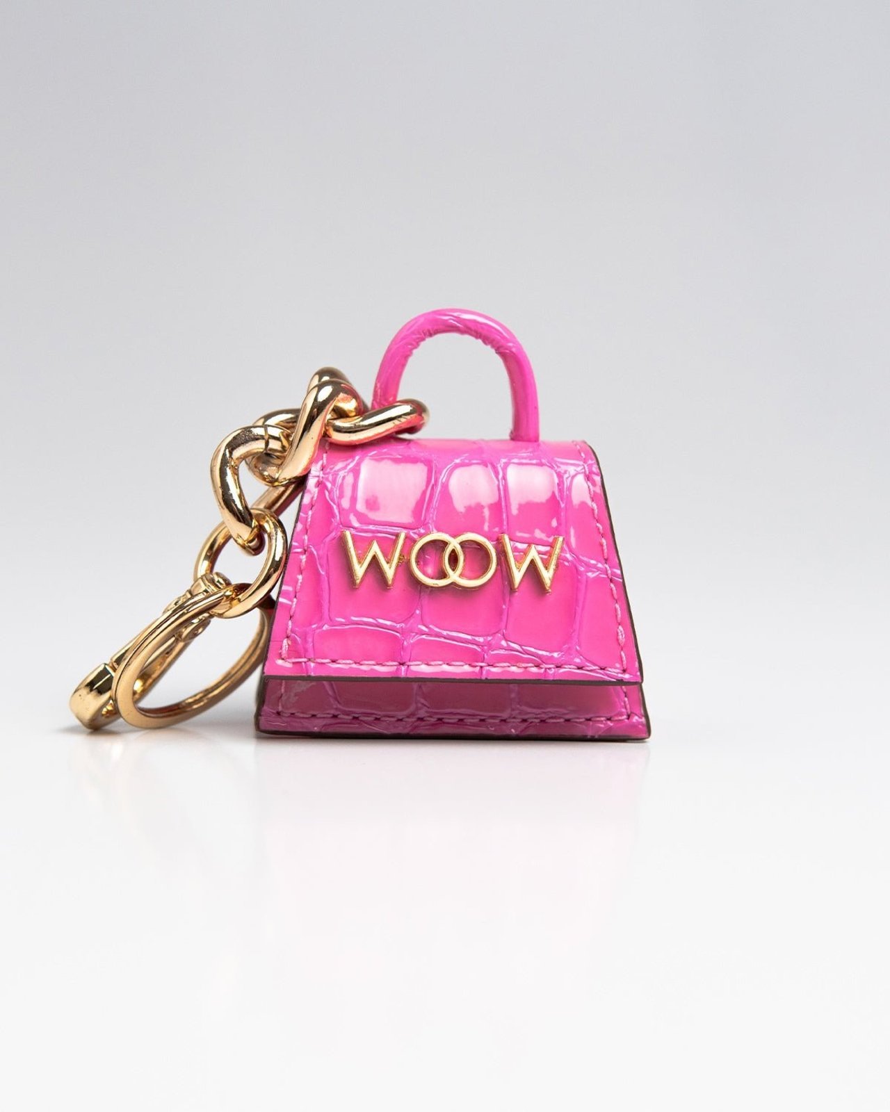 Chaveiro de Couro Mini Paty Rosa Pink