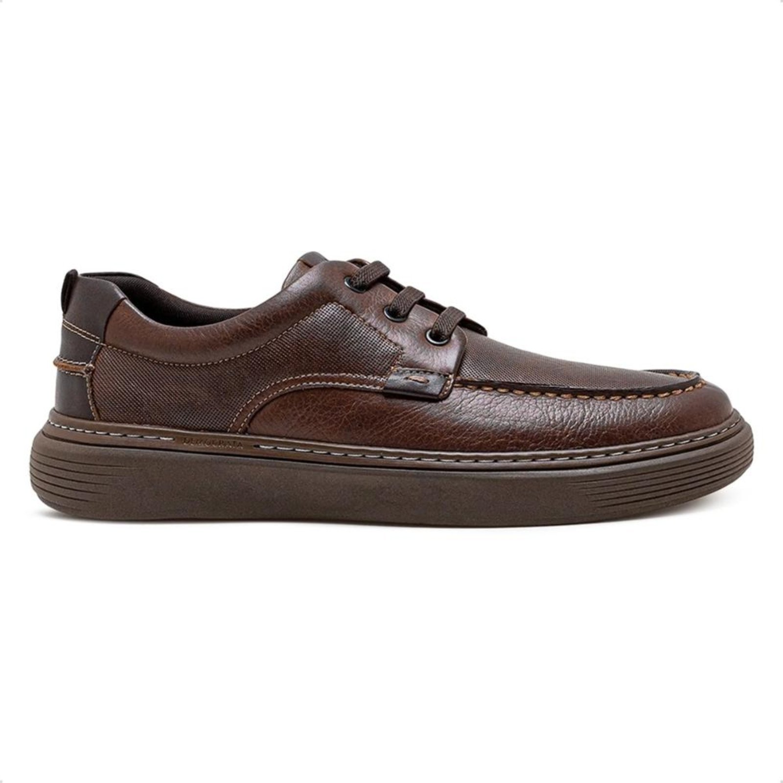 Sapatênis De Couro Democrata Masculino Denim Clash 240301 Marrom