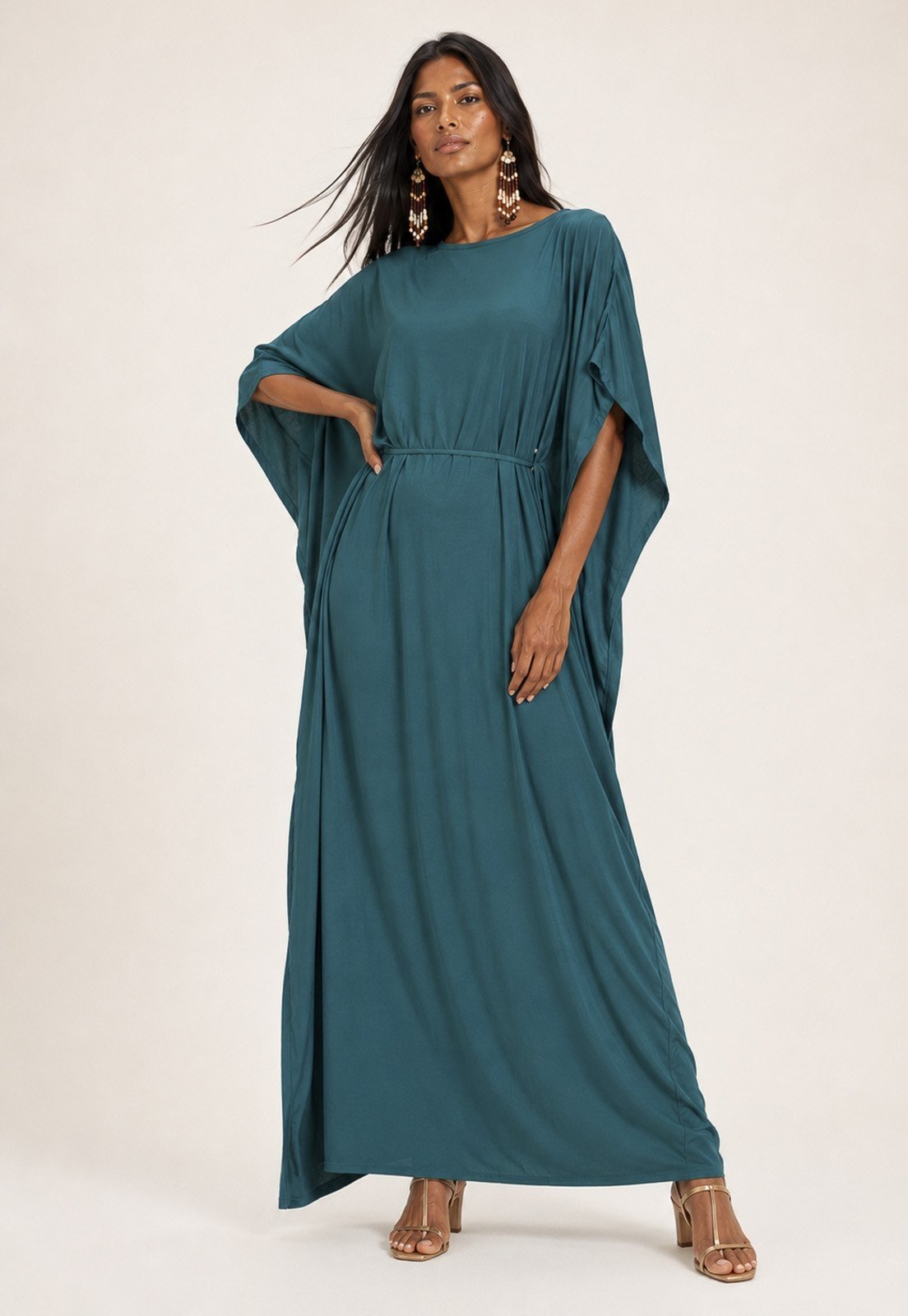 Vestido Amazonia Vital Kaftan Viscose Longo Verde