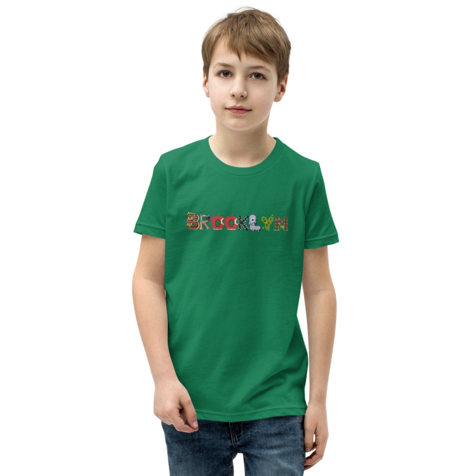 Infantil - Camiseta Blusa Manga Curta Urbania Algodão verde estampa brooklyn colorido