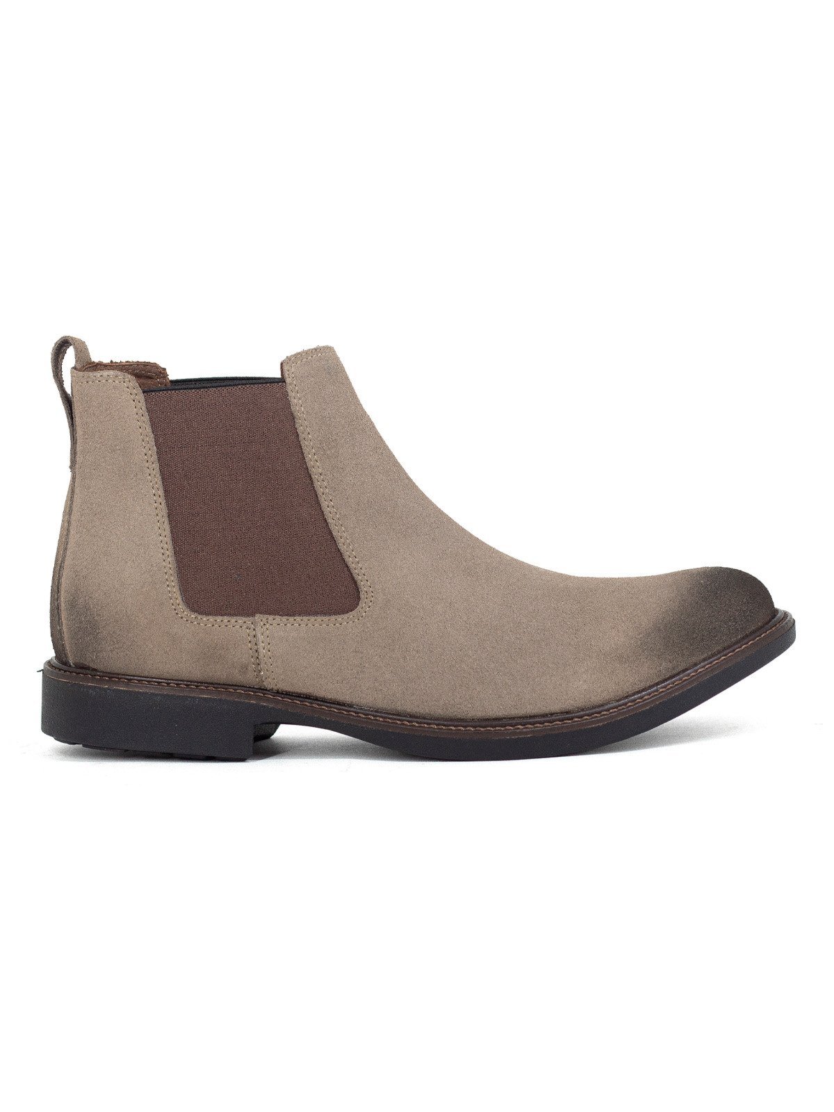 Bota Masculina Freeway Gard Chelsea Couro Confortável Elástico Marrom Taupe