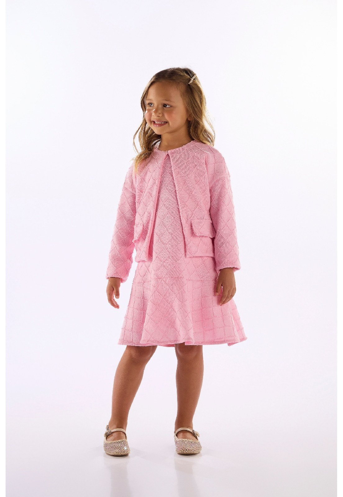 Infantil - Vestido Malha Texturizada Godê Quimby Preto