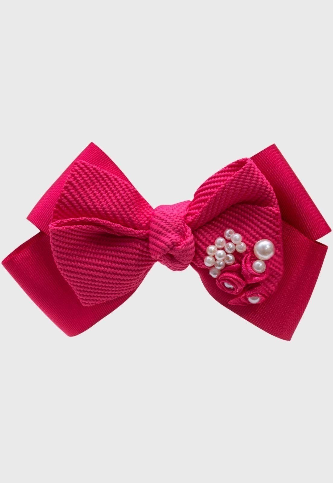 Vista 2 Infantil - Presilha Popidi Menina Laço Flor pink Pópidí pink