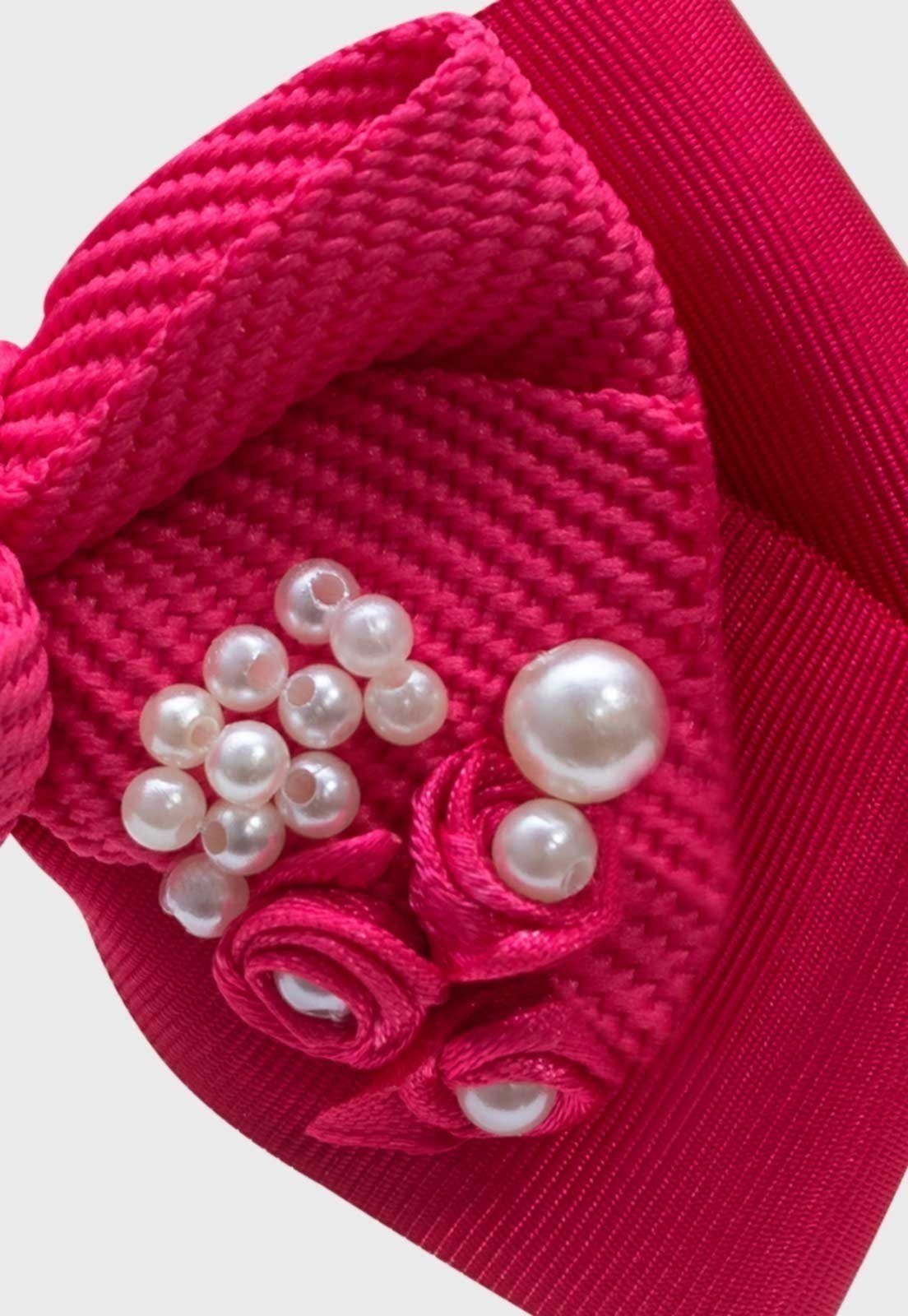 Vista 3 Infantil - Presilha Popidi Menina Laço Flor pink Pópidí pink
