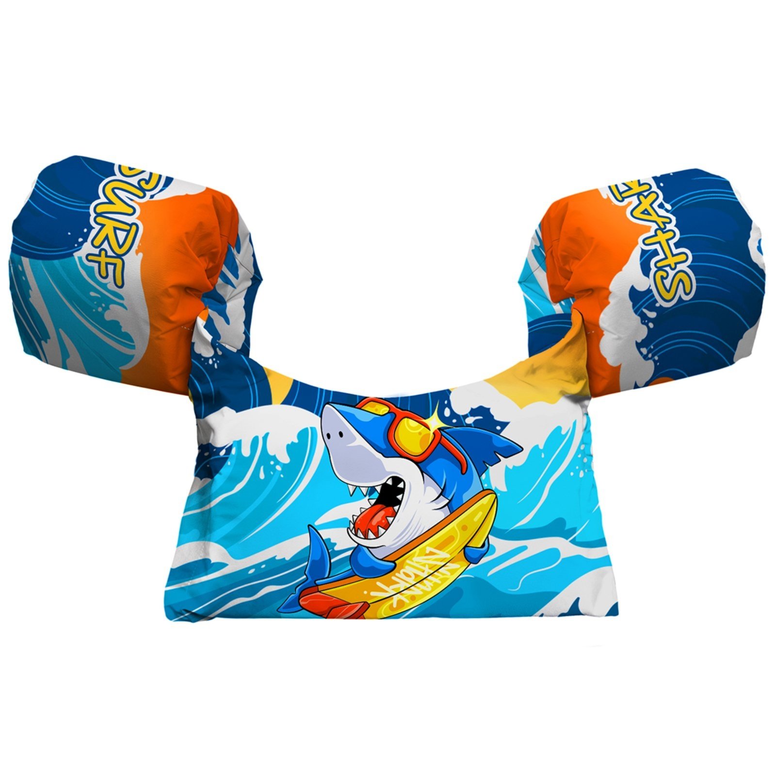 Vista 2 Colete Salva-Vidas Boia s Piscina Praia Estampa Tubarões Shark Benellys multicolorido Benellys multicolorido
