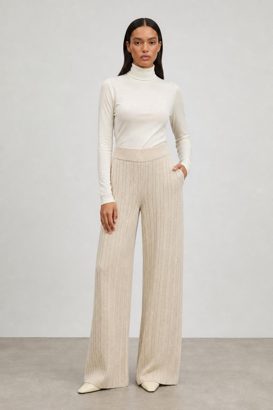Calça tricot texturizada Bege