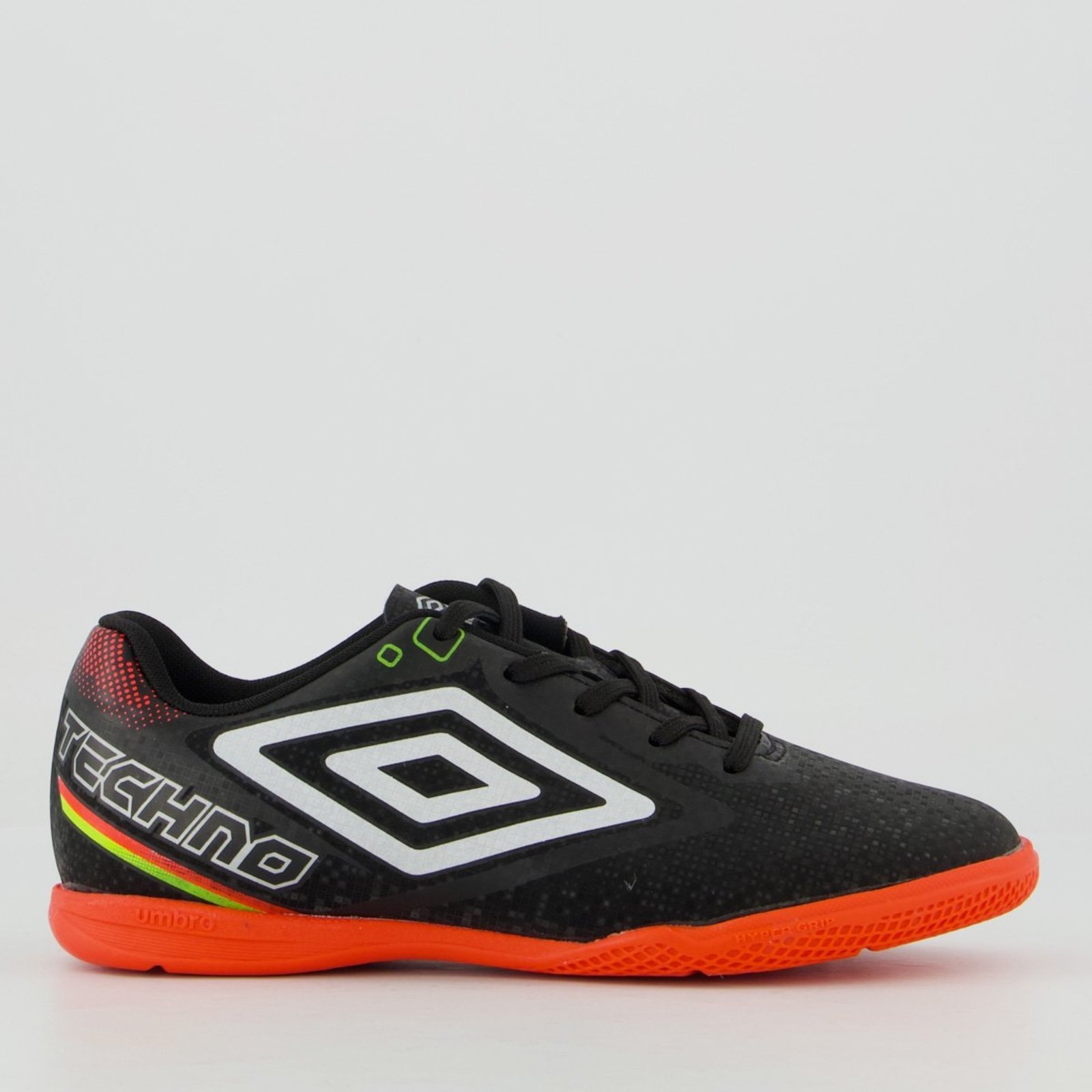 Chuteira Umbro Techno II Futsal Juvenil Preta e Laranja