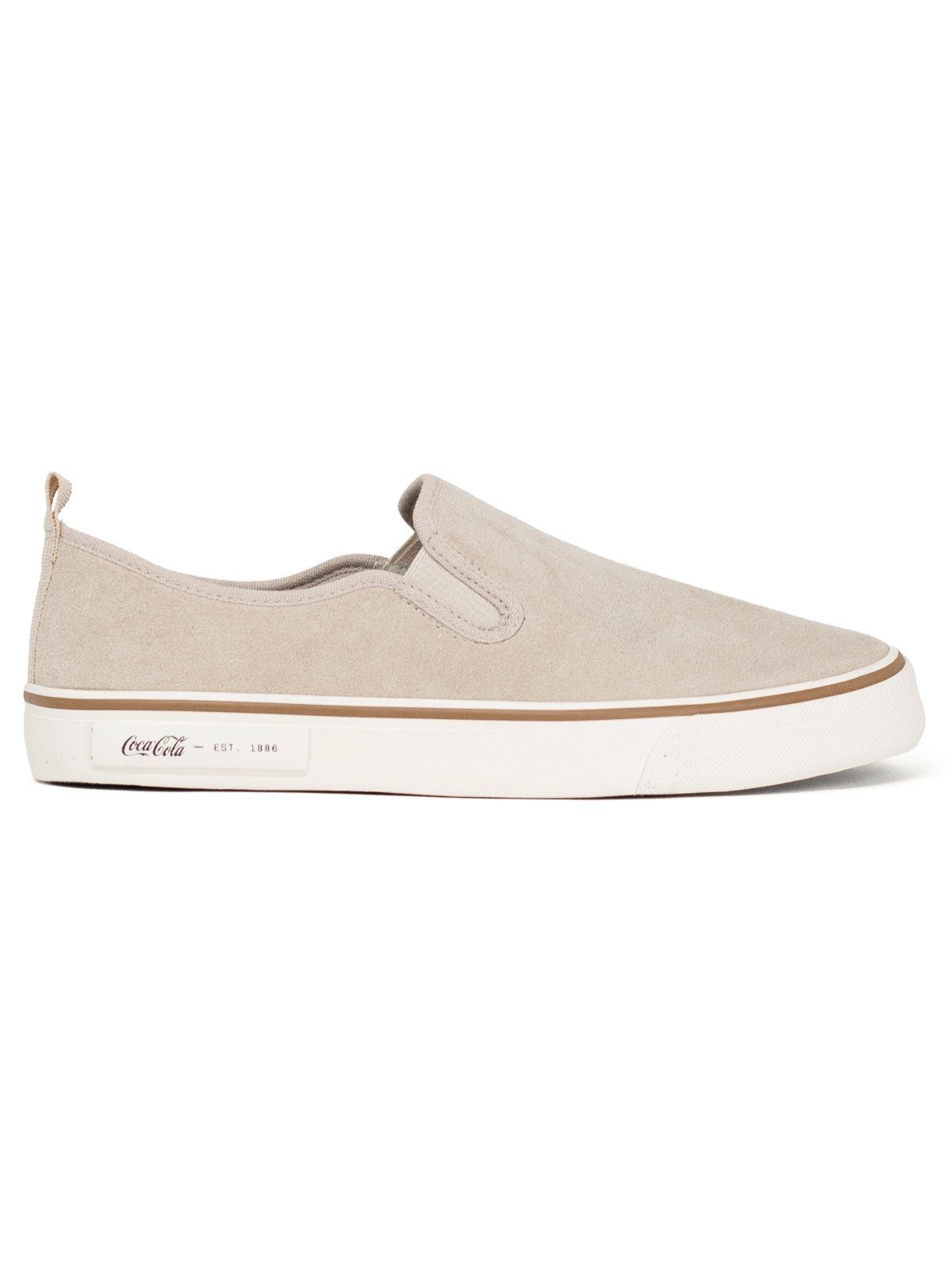 Tênis Masculino Slip On Coca Cola Casual Iate City Suede Calce Fácil Conforto Branco Off White