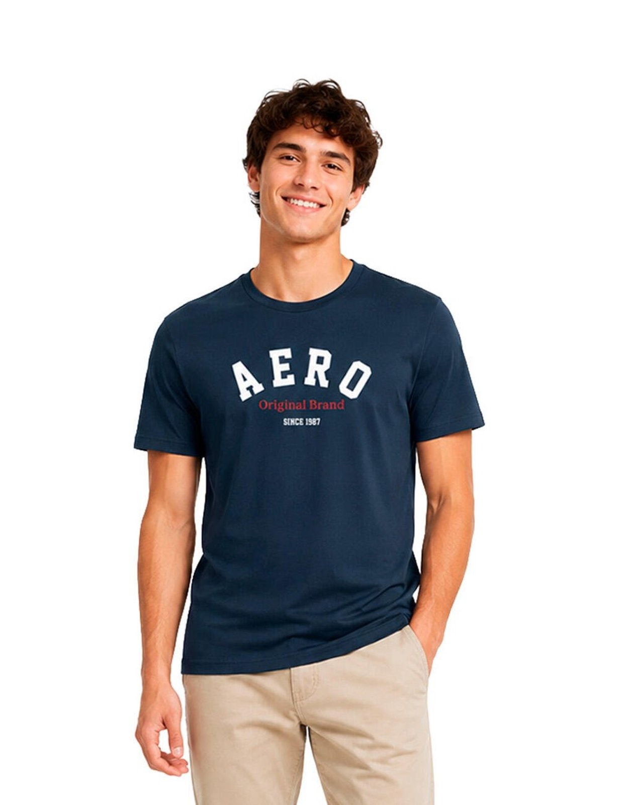 Camiseta Manga Curta Masculina Bordada Aéropostale 87130142-1 Azul Marinho