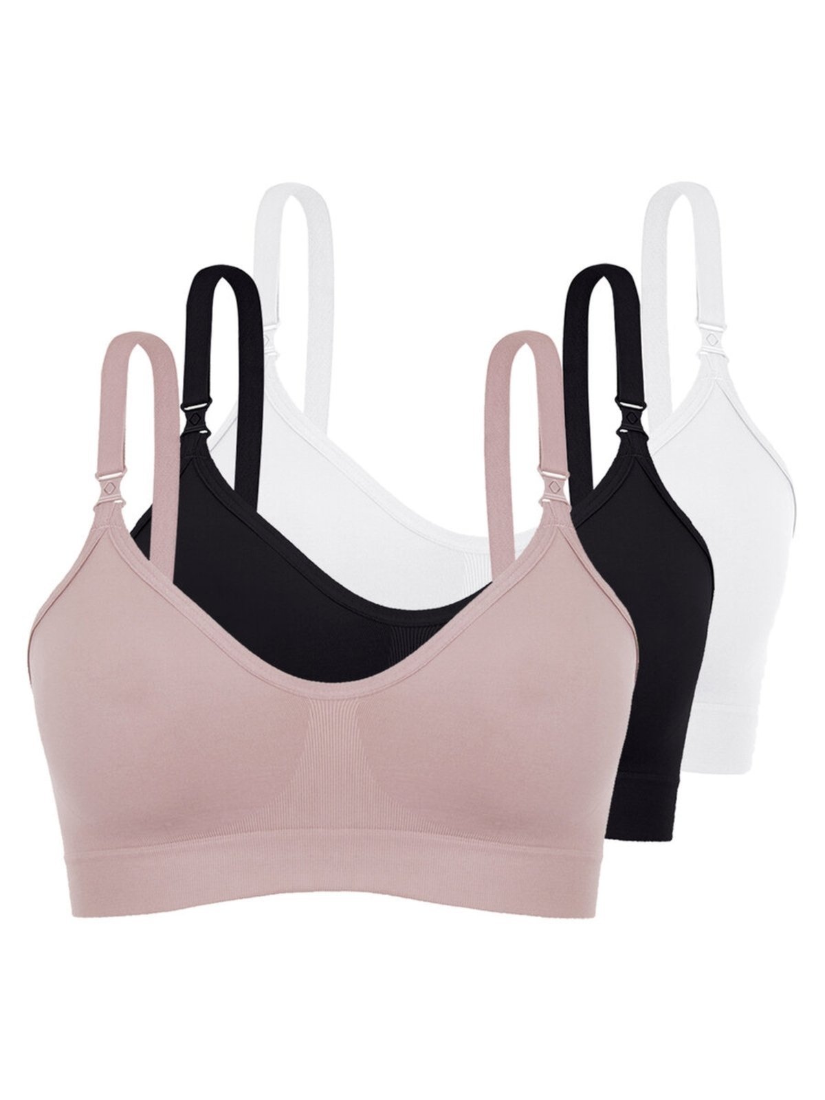 Kit com 3 Sutiã sem Aro e sem Bojo Loba 41028-001 Taça B Rosa