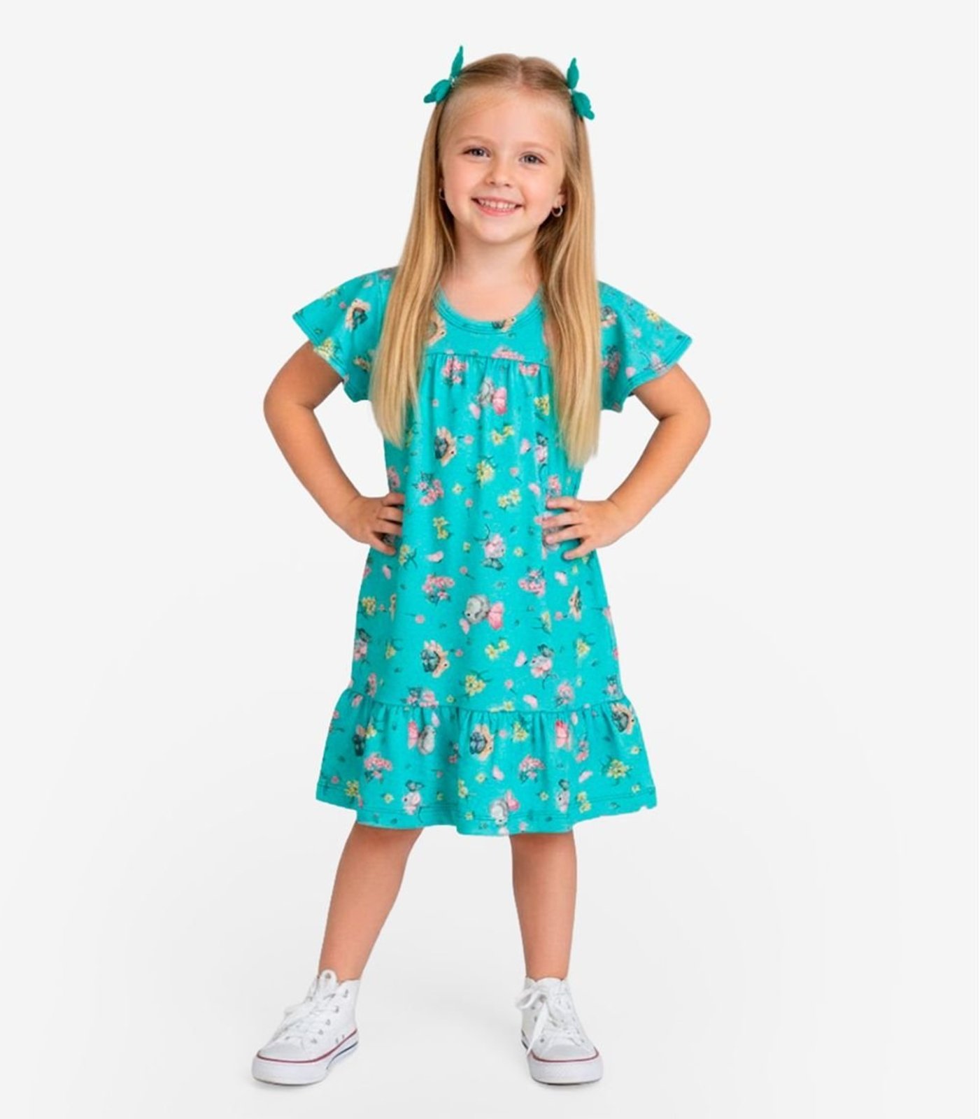 Vista 2 Infantil - Vestido Com Manga Godê Select preto Select preto